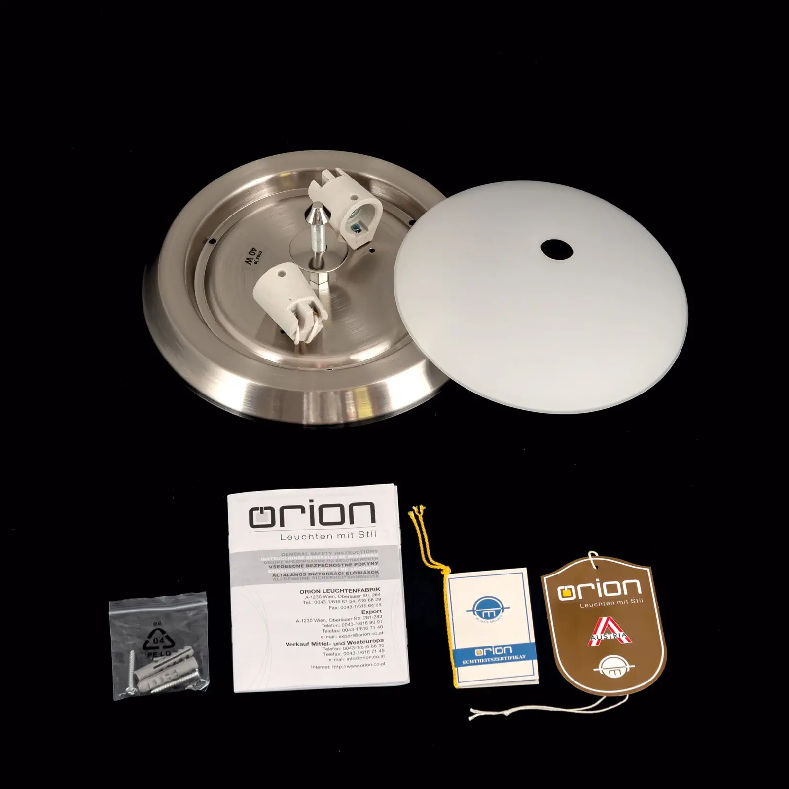 Plafonska lampa OPALDESIGN, satinirana, sa opal-mat staklom, Ø 24 cm - 8