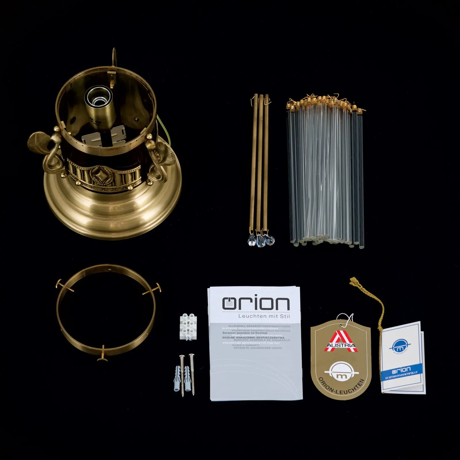 Plafonska lampa ADELE, antik mesing, sa staklenim štapićima, Ø 18 cm - 8