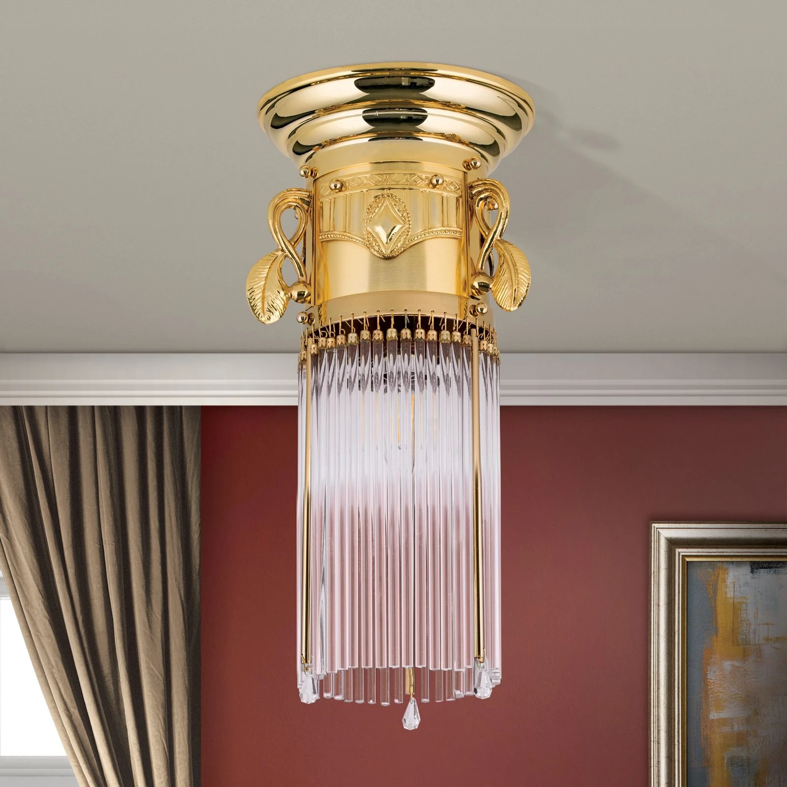 Plafonska lampa ADELE, 24-karatno pozlaćena, kristalni stakleni štapići, Ø 18 cm - 3