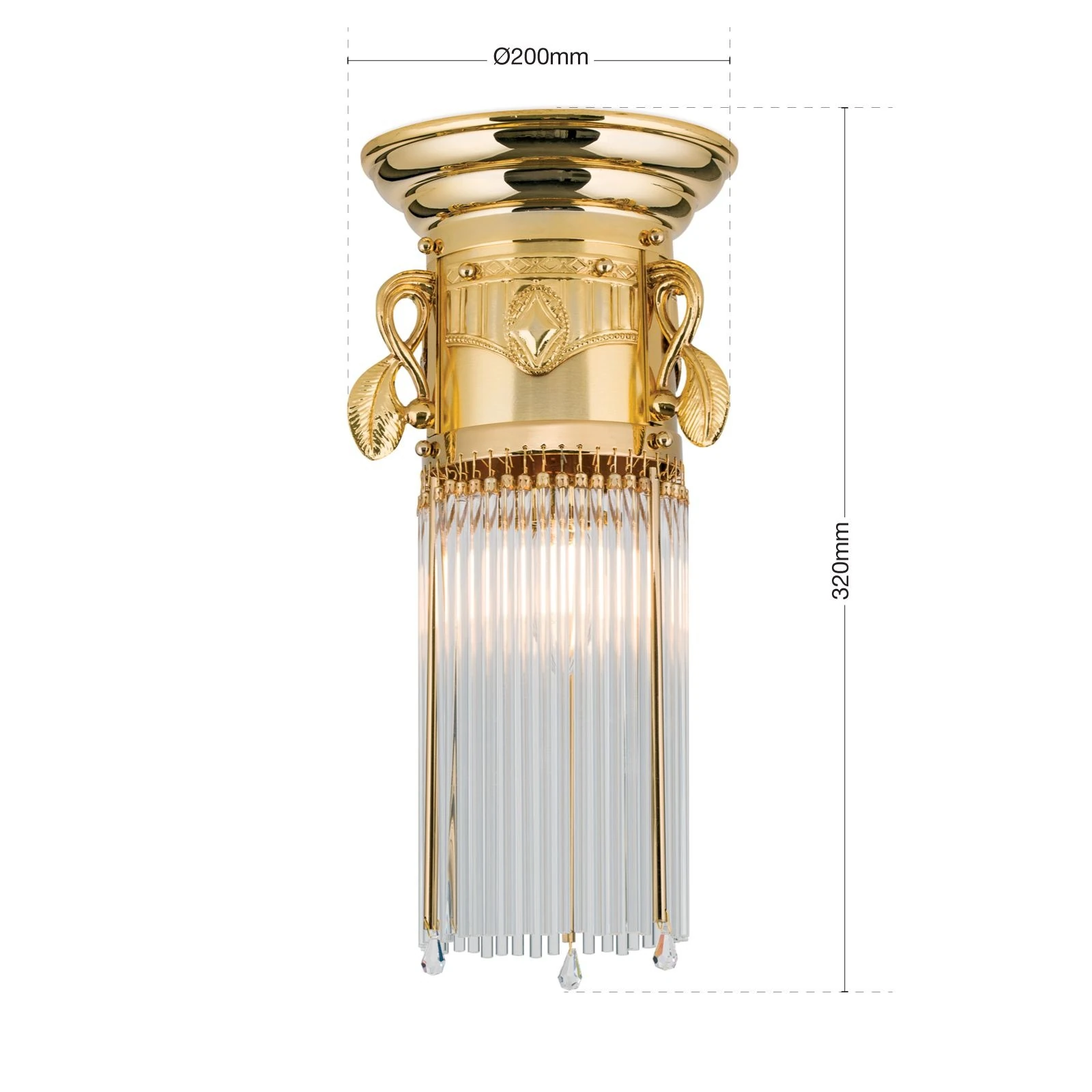 Plafonska lampa ADELE, 24-karatno pozlaćena, kristalni stakleni štapići, Ø 18 cm - 7