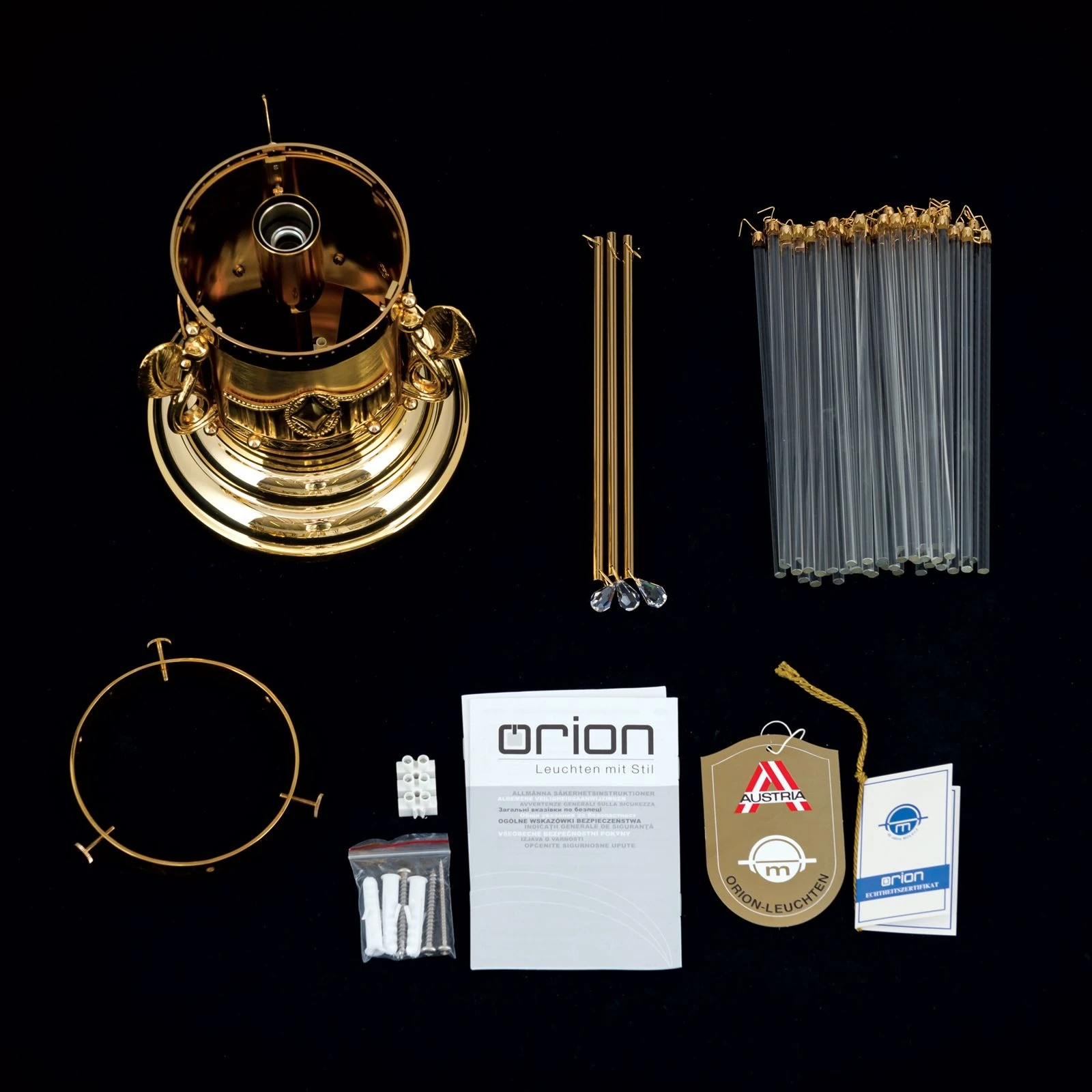 Plafonska lampa ADELE, 24-karatno pozlaćena, kristalni stakleni štapići, Ø 18 cm - 8