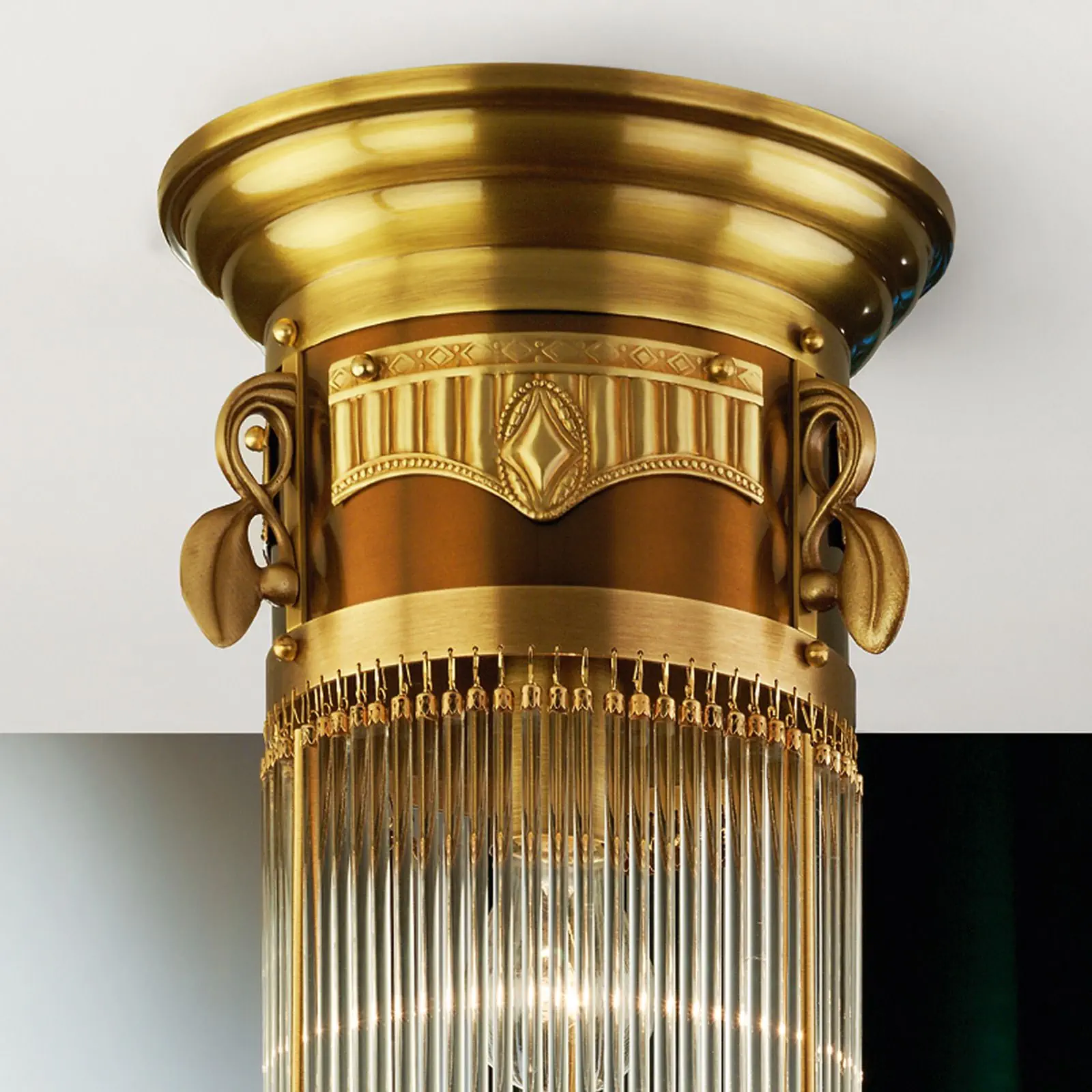 Plafonska lampa ADELE, antik mesing, sa staklenim štapićima, Ø 24 cm - 3