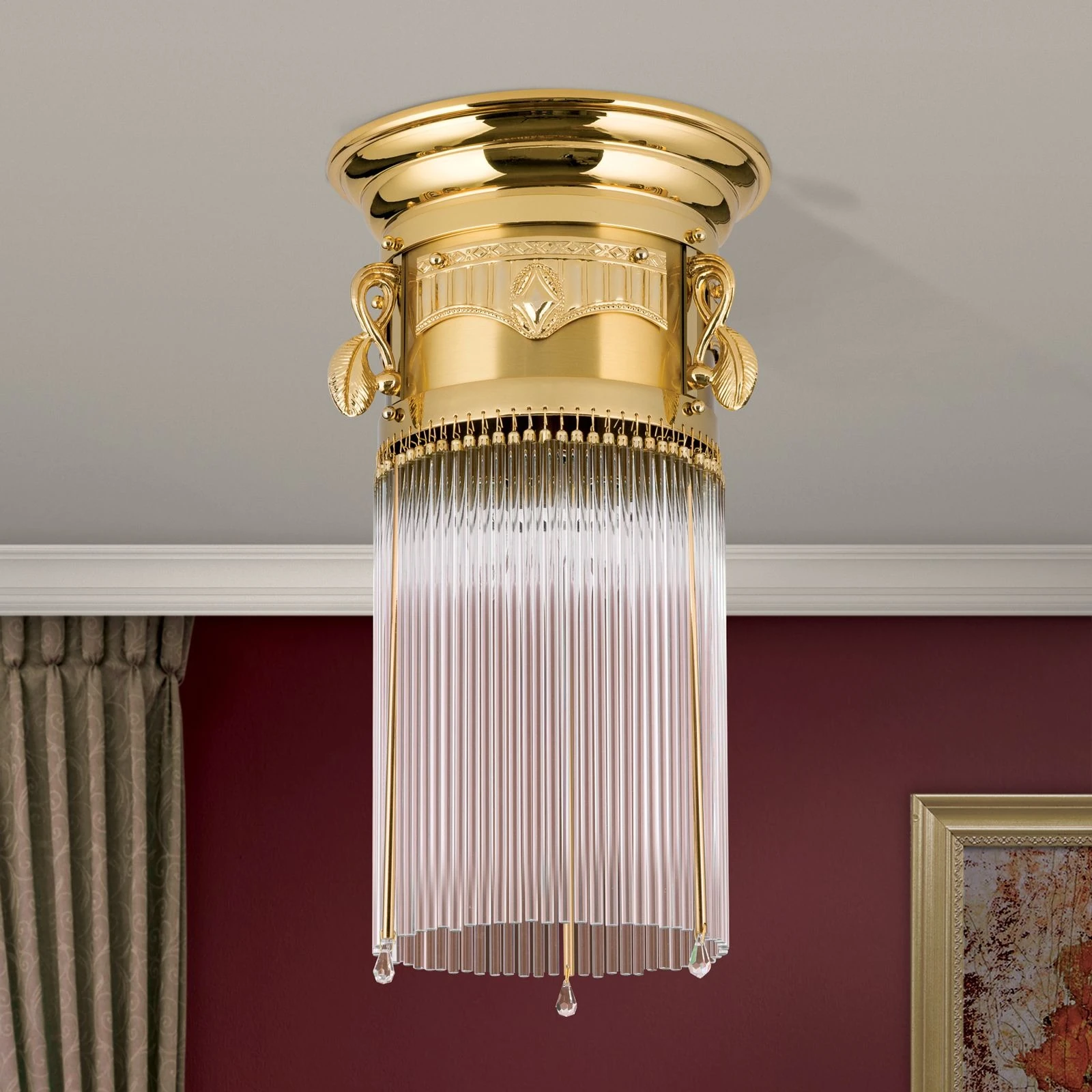 Plafonska lampa ADELE, 24-karatno pozlaćena, kristalni stakleni štapići, Ø 24 cm - 3