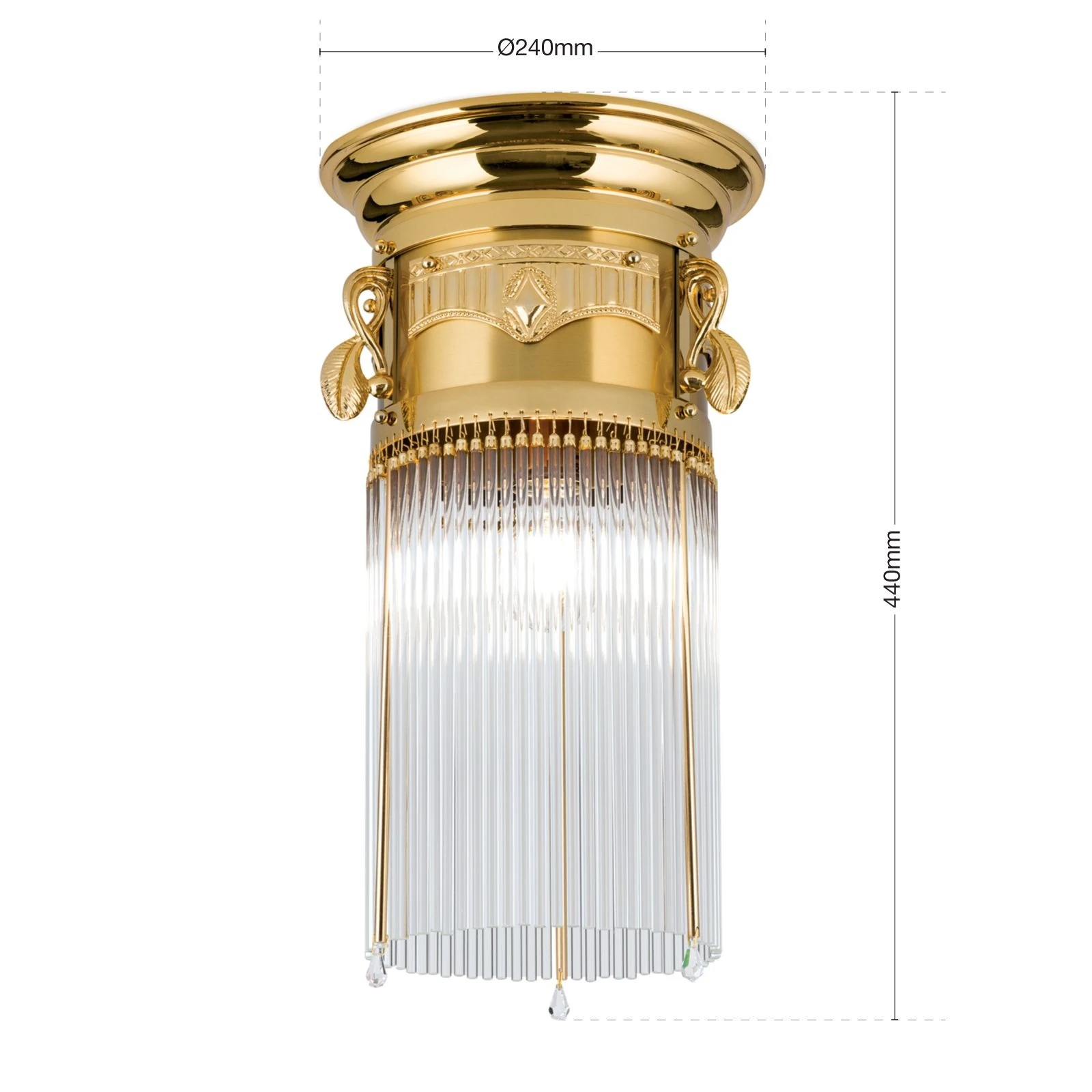 Plafonska lampa ADELE, 24-karatno pozlaćena, kristalni stakleni štapići, Ø 24 cm - 7
