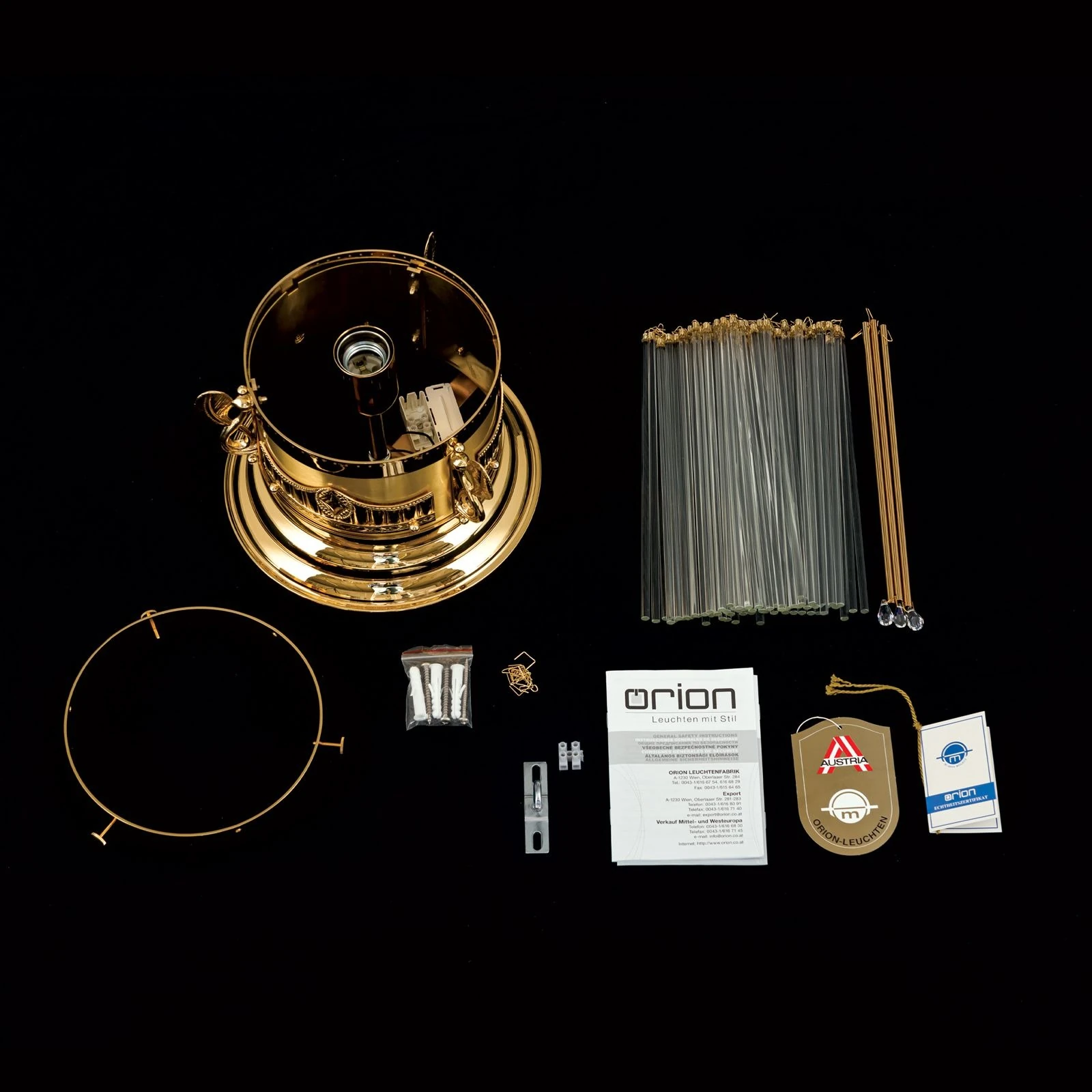 Plafonska lampa ADELE, 24-karatno pozlaćena, kristalni stakleni štapići, Ø 24 cm - 8