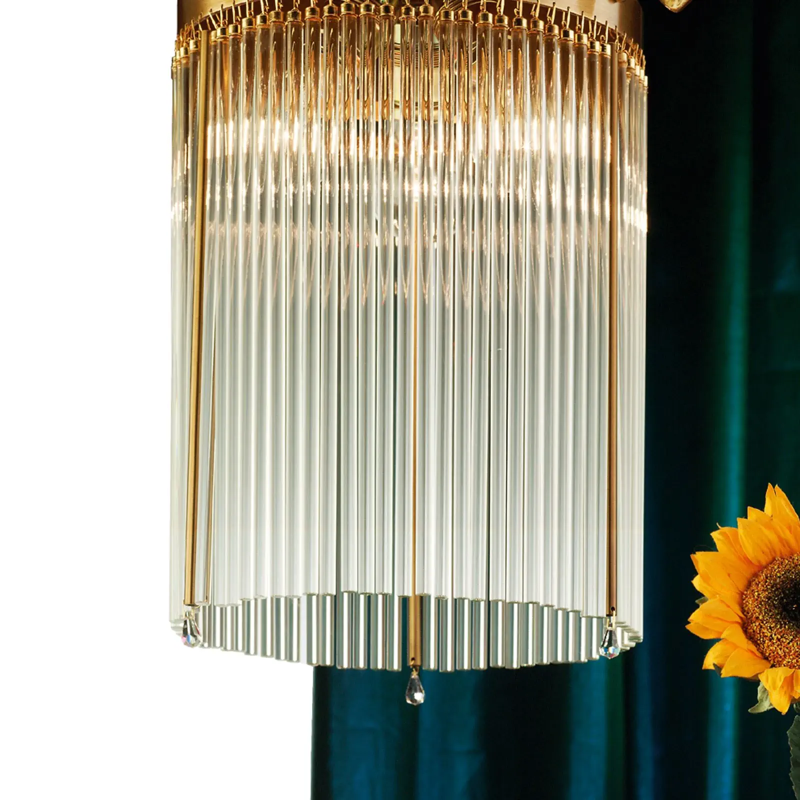 Plafonska lampa ADELE, antik mesing, sa staklenim štapićima, Ø 37 cm - 2