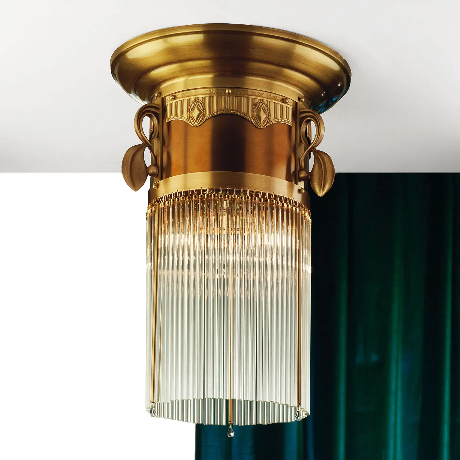 Plafonska lampa ADELE, antik mesing, sa staklenim štapićima, Ø 37 cm - 4