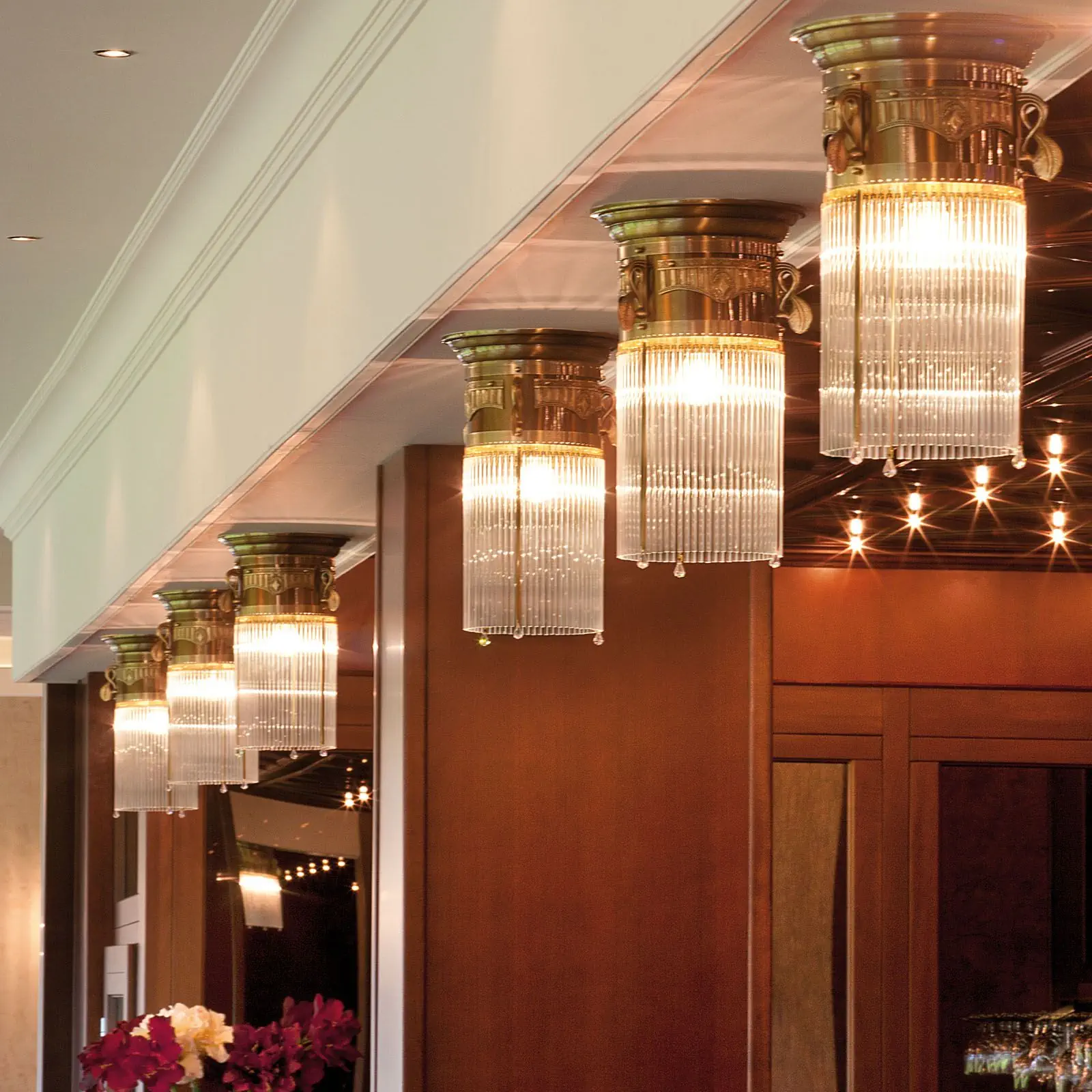 Plafonska lampa ADELE, antik mesing, sa staklenim štapićima, Ø 37 cm - 5