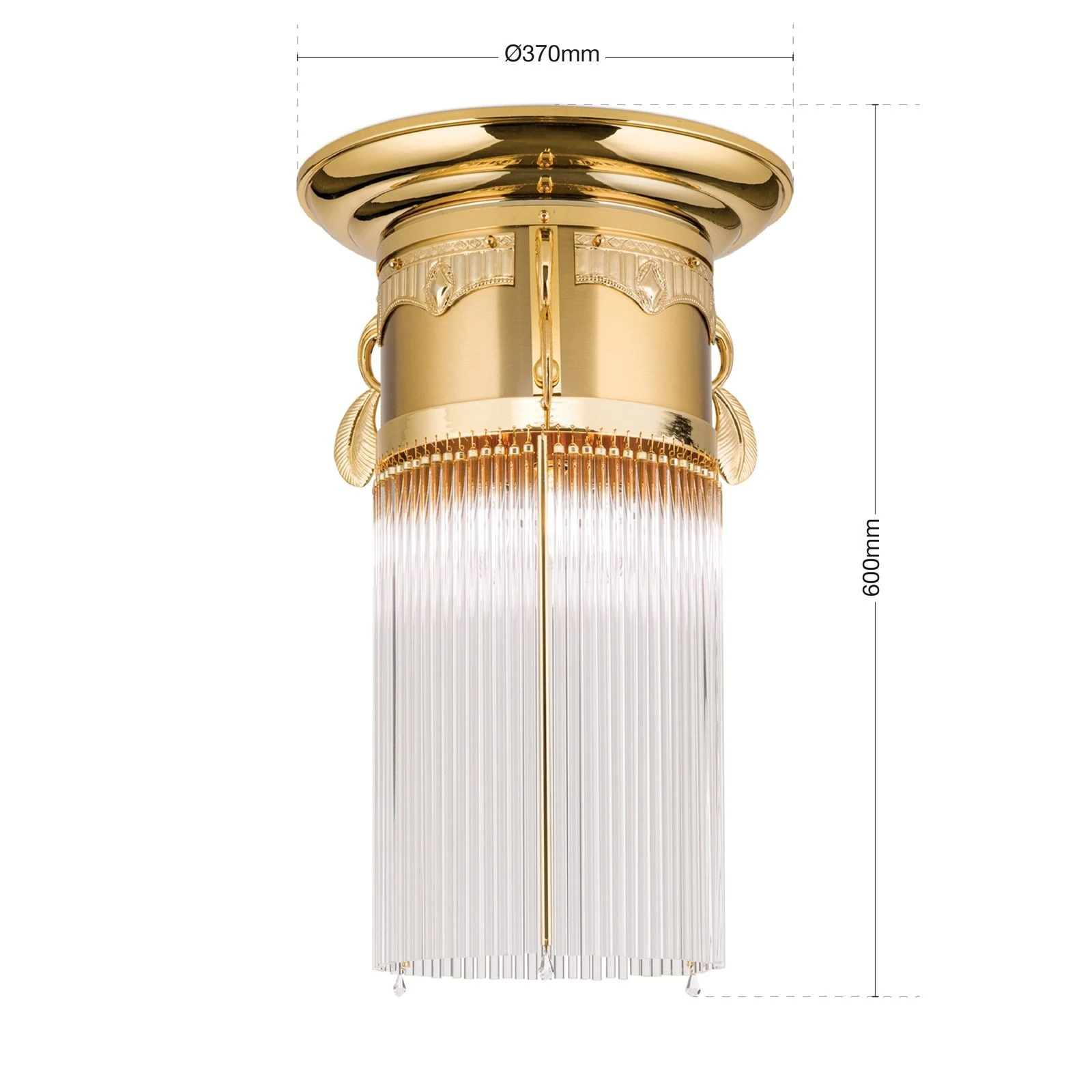 Plafonska lampa ADELE, 24-karatno pozlaćena, kristalni stakleni štapići, Ø 37 cm - 7