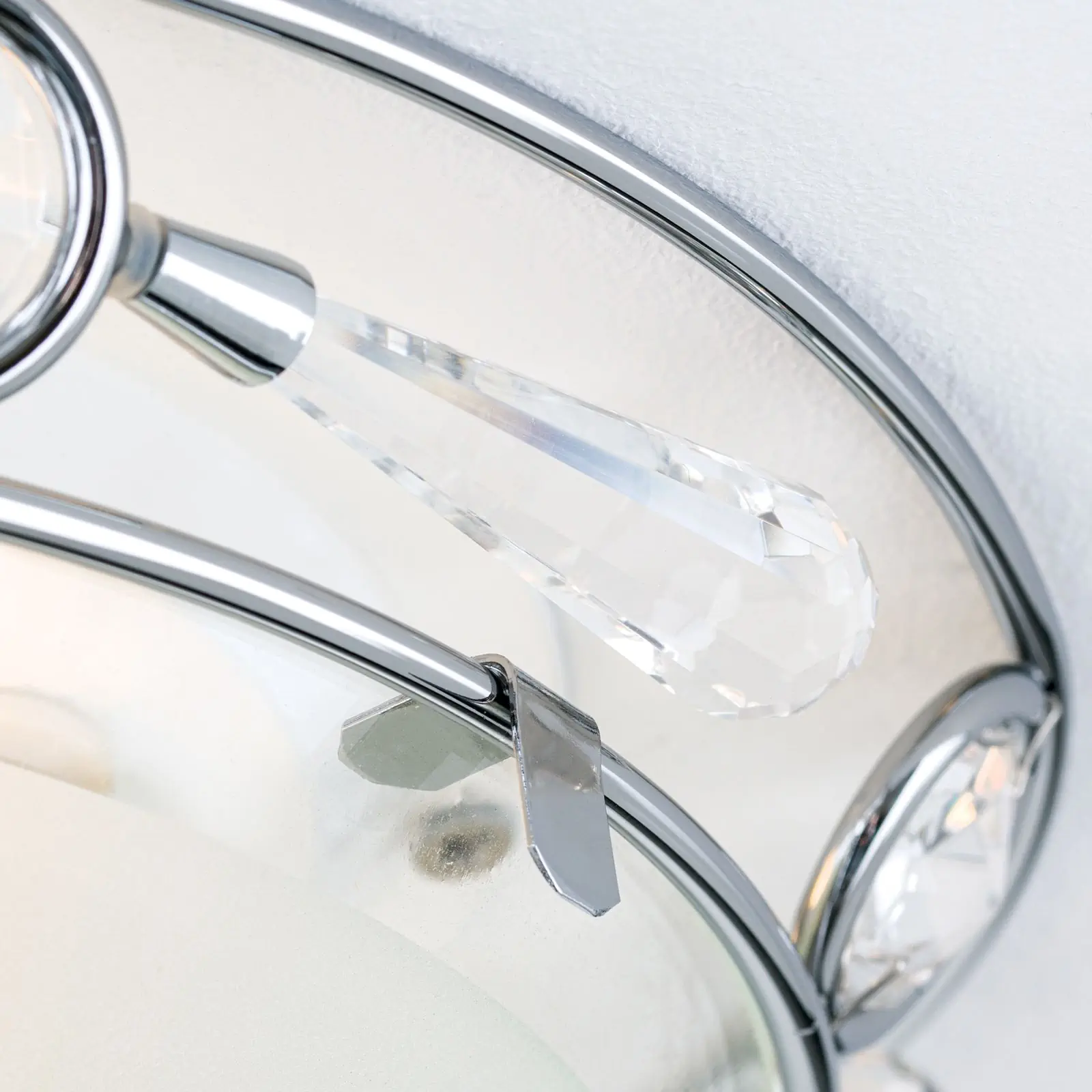 Plafonska lampa OPALDESIGN, satinirana, sa transparentnim mat staklom, Ø 25 cm - 6