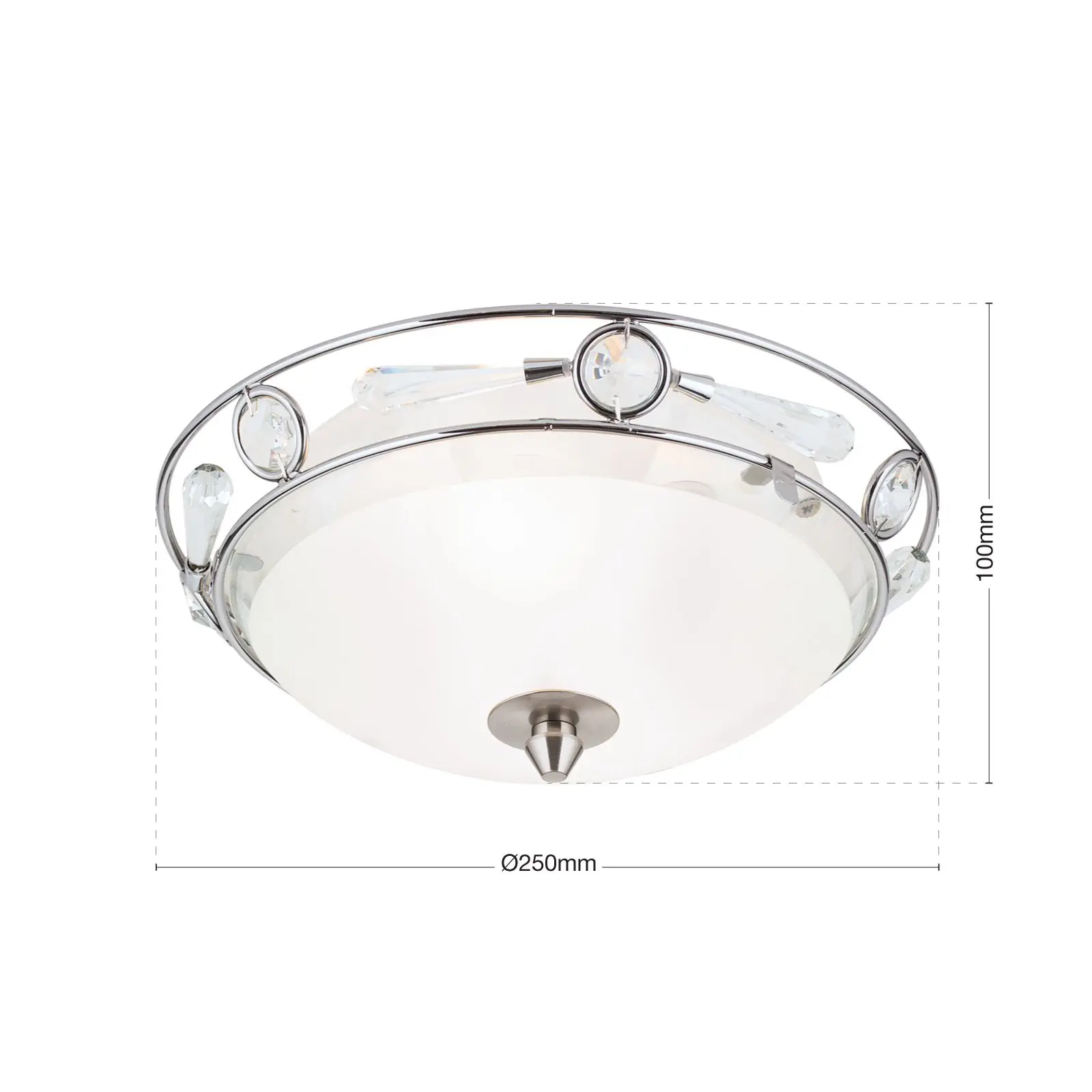 Plafonska lampa OPALDESIGN, satinirana, sa transparentnim mat staklom, Ø 25 cm - 7