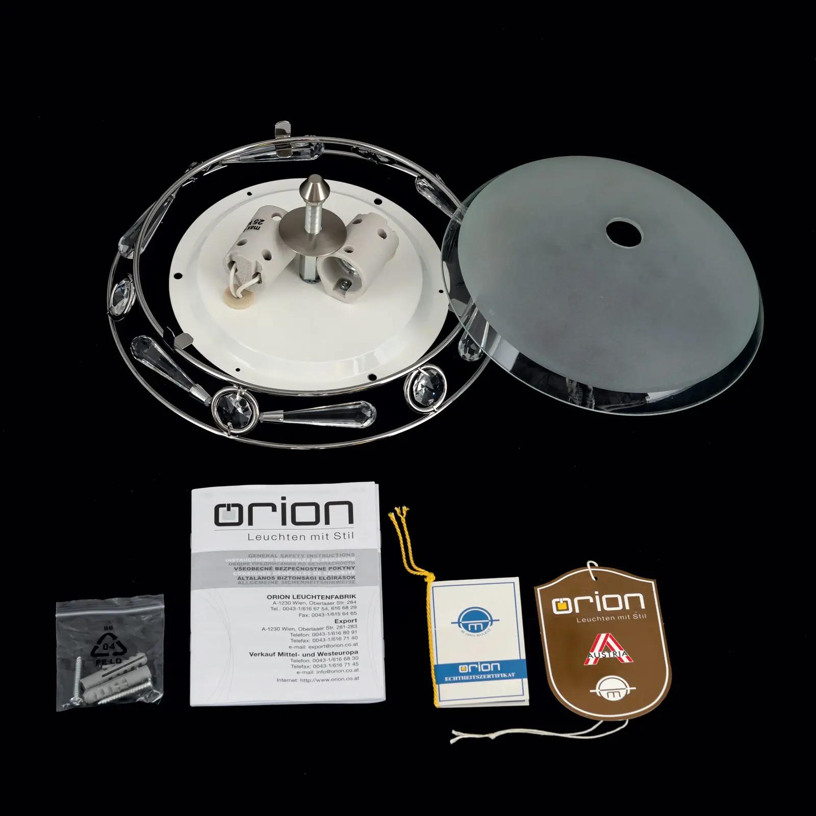 Plafonska lampa OPALDESIGN, satinirana, sa transparentnim mat staklom, Ø 25 cm - 8