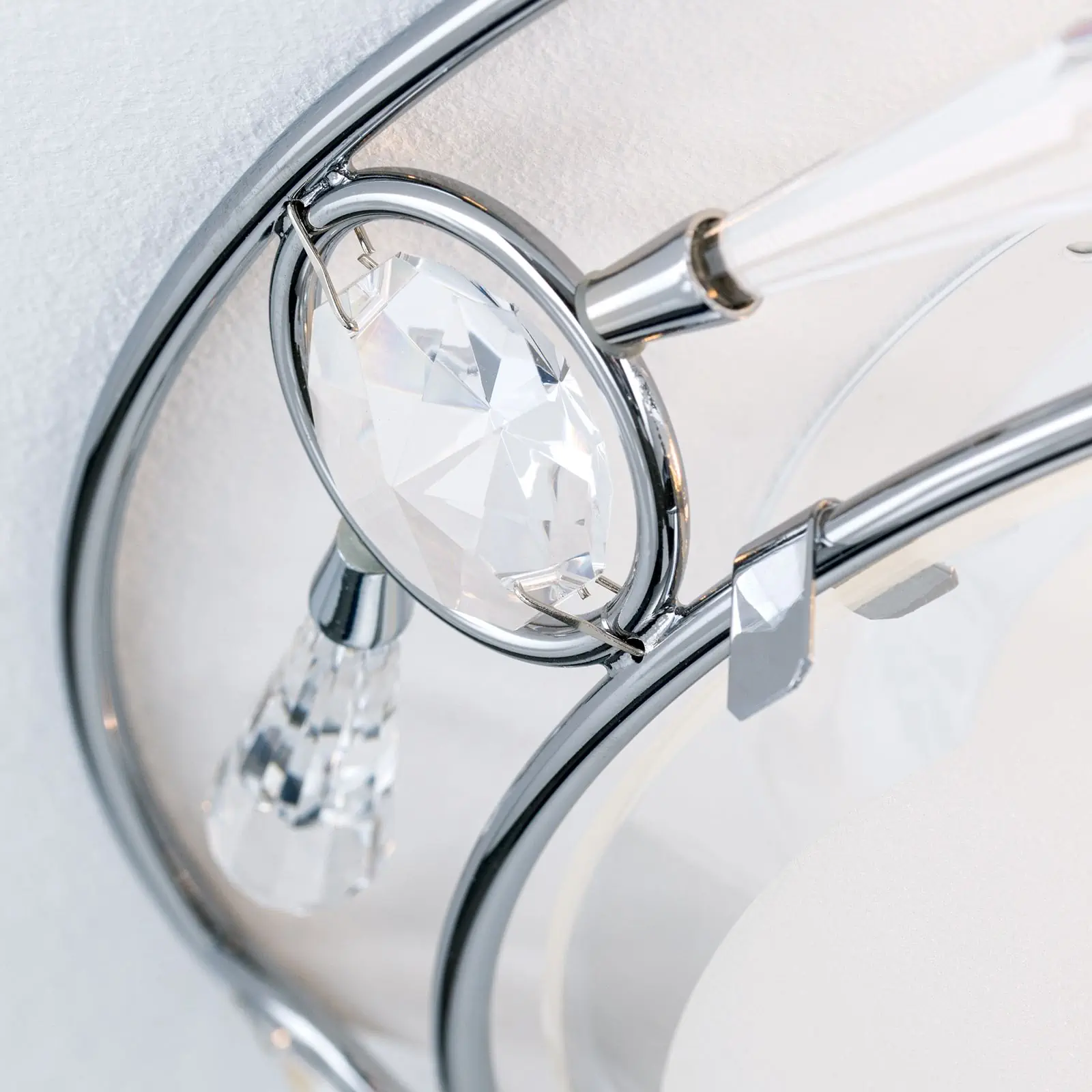 Plafonska lampa OPALDESIGN, satinirana, sa transparentnim mat staklom, Ø 38 cm - 5