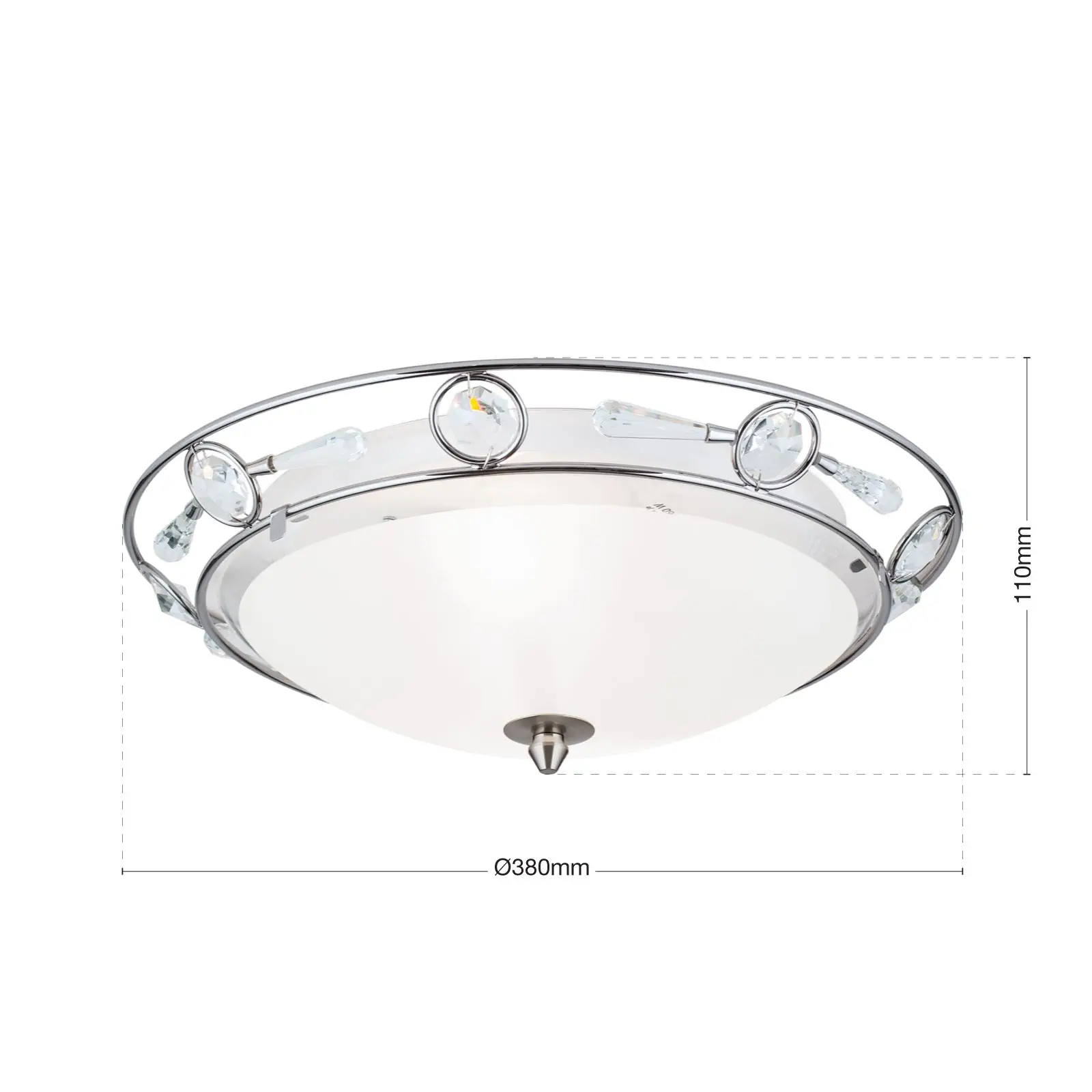 Plafonska lampa OPALDESIGN, satinirana, sa transparentnim mat staklom, Ø 38 cm - 7