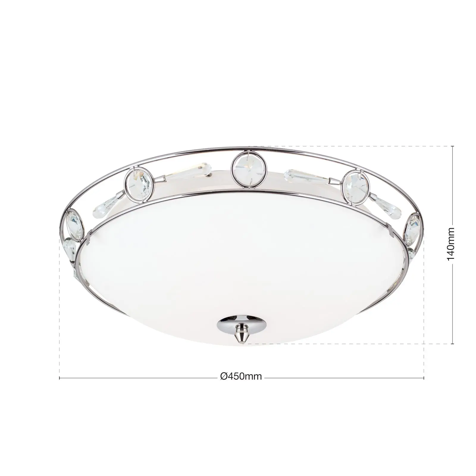 Plafonska lampa OPALDESIGN, satinirana, sa opal-mat staklom, Ø 45 cm - 7