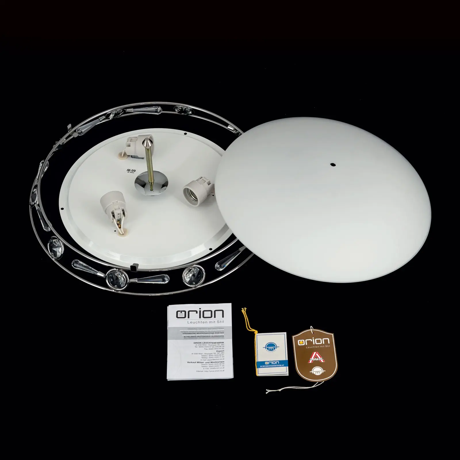 Plafonska lampa OPALDESIGN, satinirana, sa opal-mat staklom, Ø 45 cm - 8