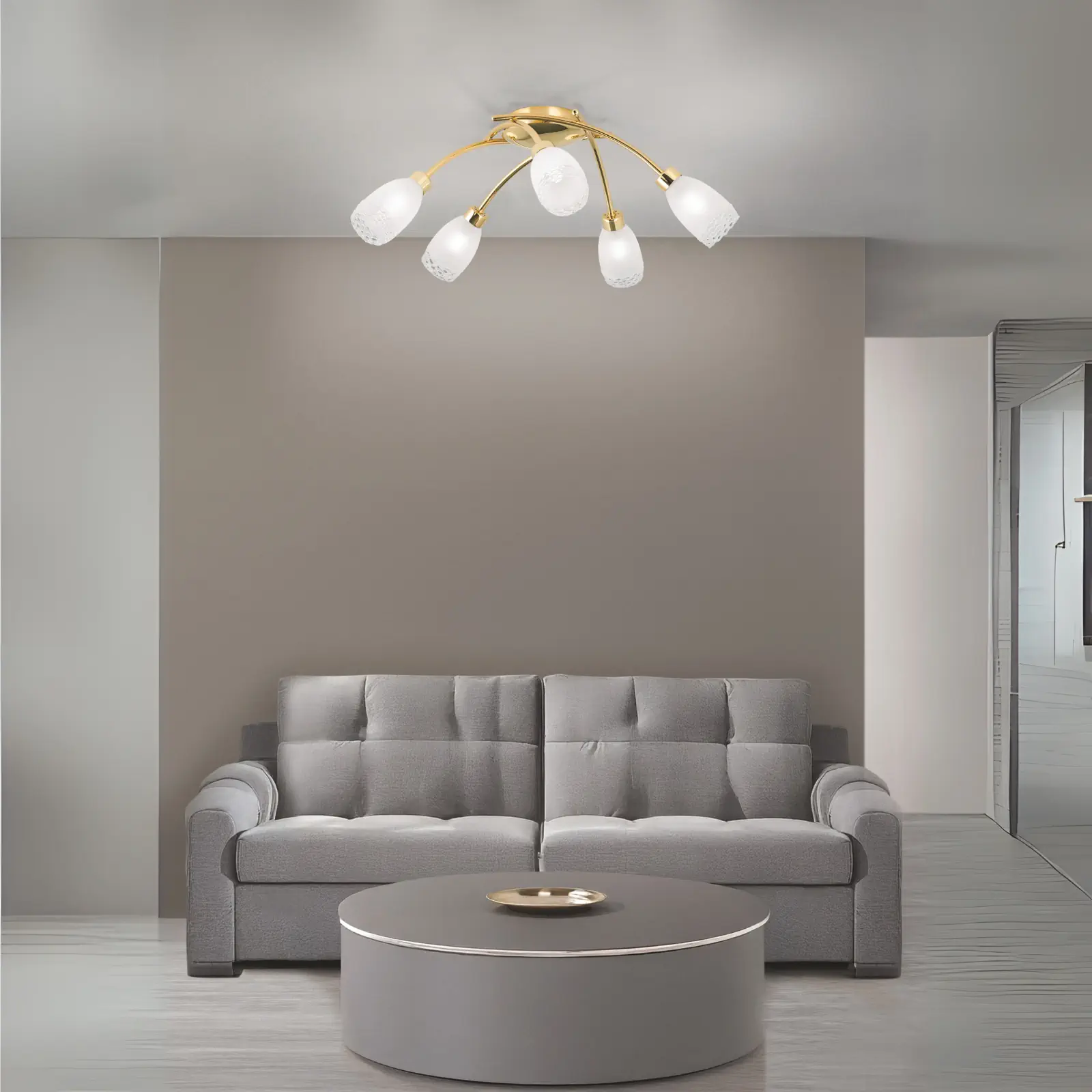 Plafonska lampa CARLA, sa 5 izvora svetla, sjajni mesing - 10