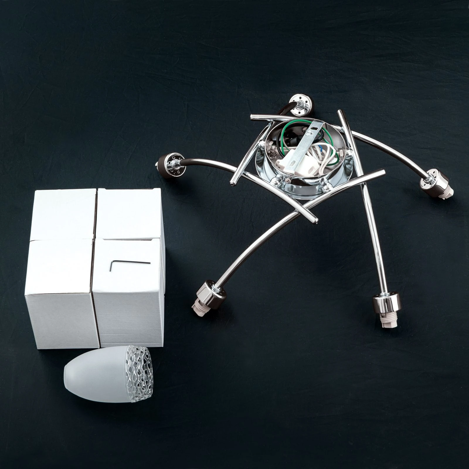 Plafonska lampa CARLA, 5 izvora svetla, hrom, satenirano staklo - 8