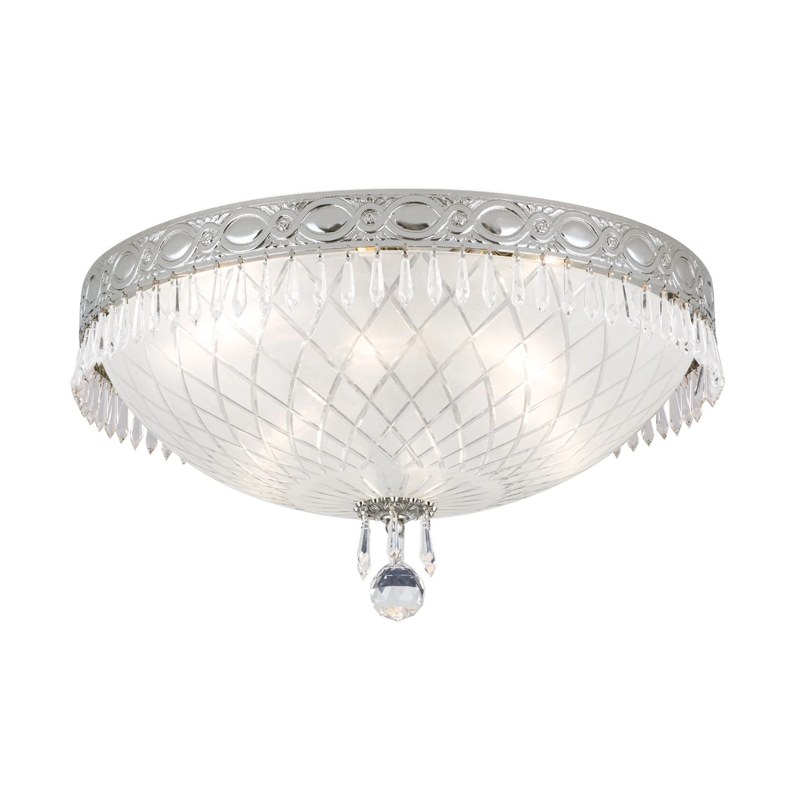 Plafonska lampa EMPIRE CRYSTAL, antik srebro, saten staklo, Ø 45 cm - 4