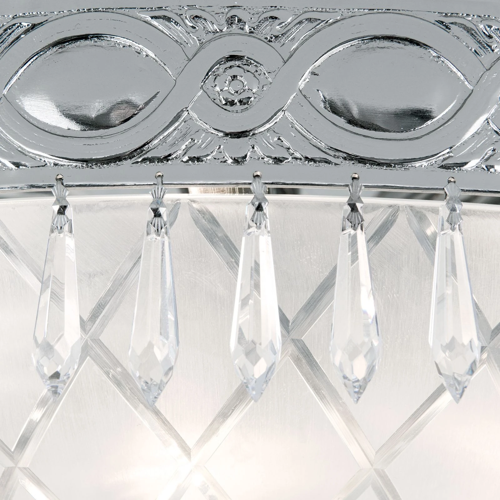 Plafonska lampa EMPIRE CRYSTAL, antik srebro, saten staklo, Ø 45 cm - 6