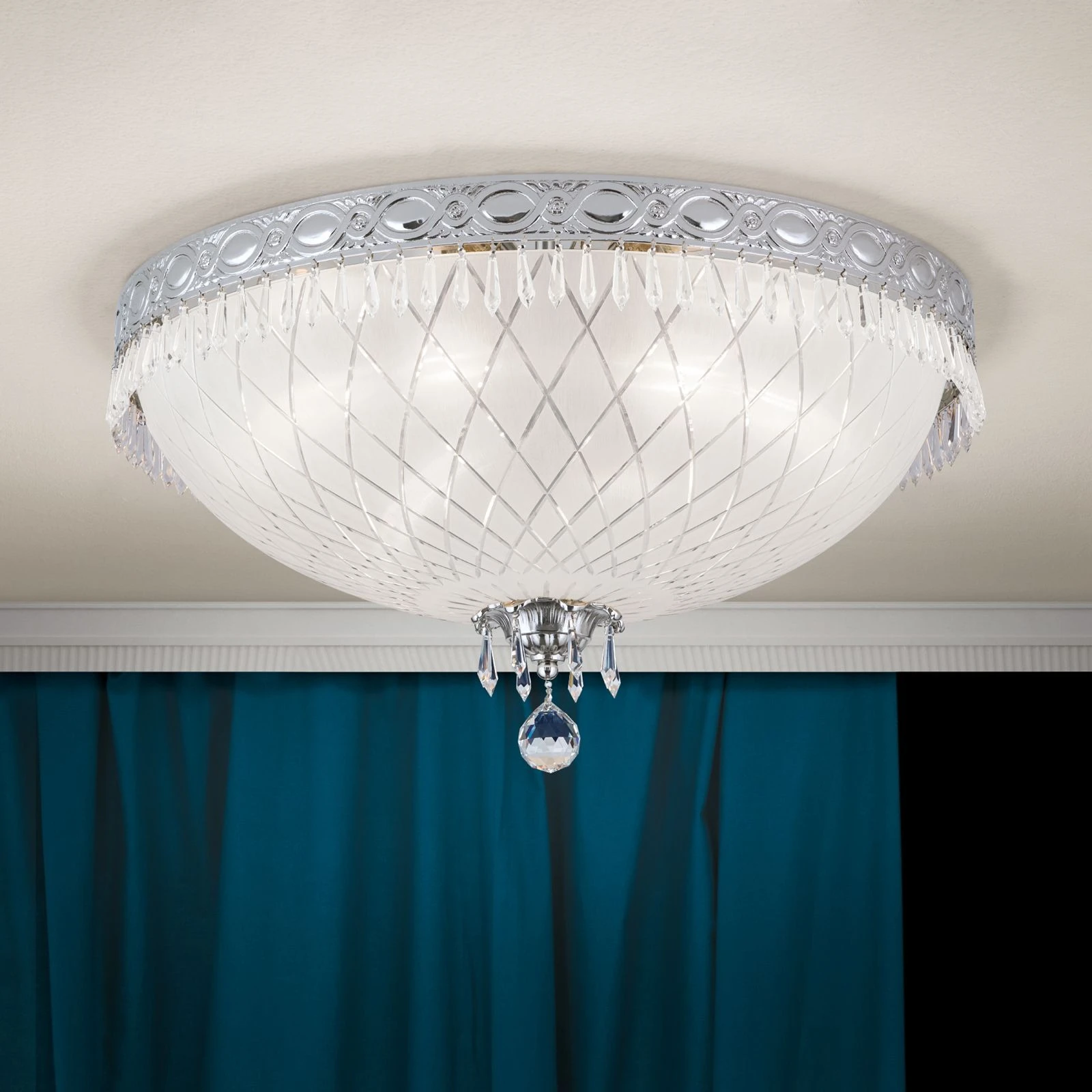 Plafonska lampa EMPIRE CRYSTAL, antik srebro, Ø 55 cm - 1