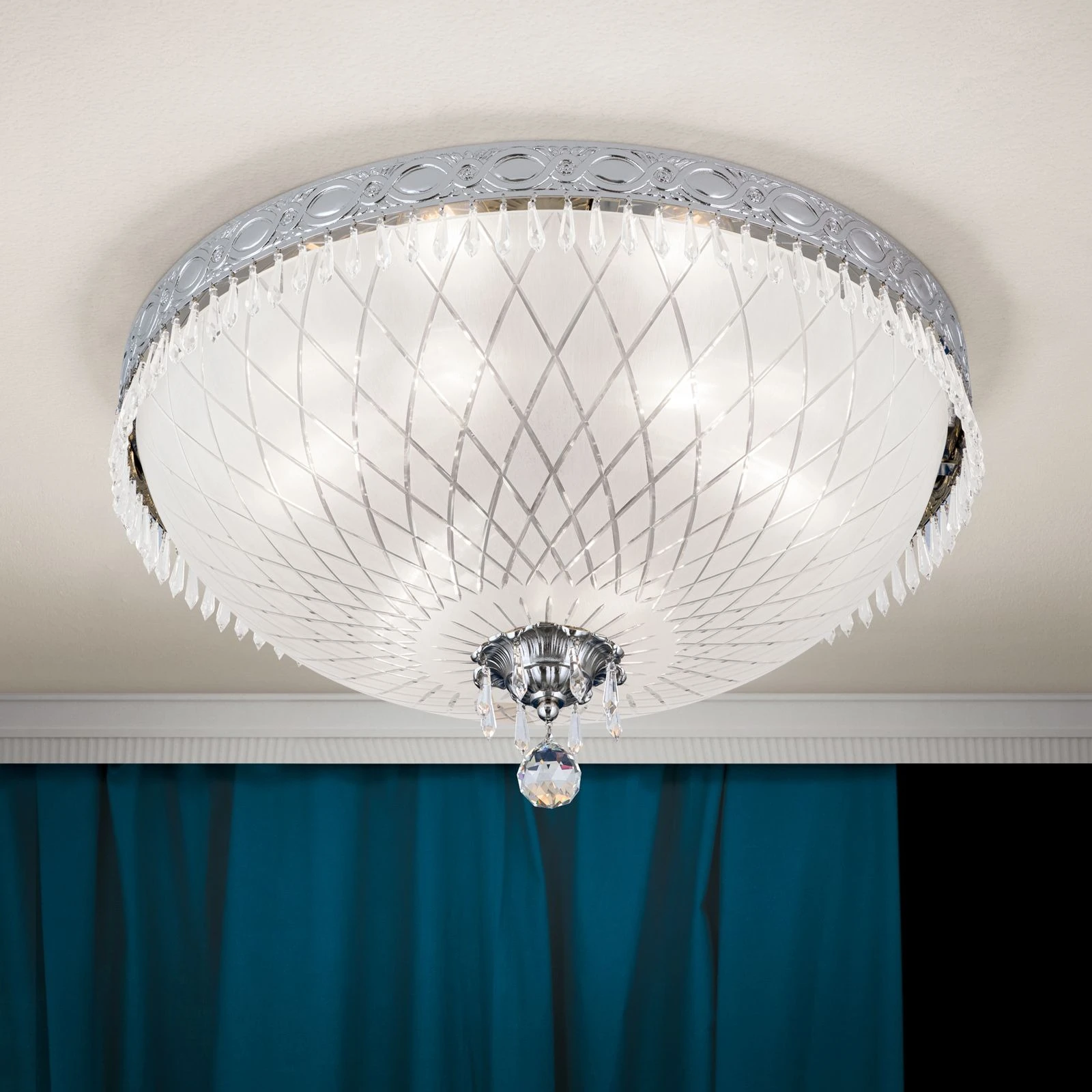 Plafonska lampa EMPIRE CRYSTAL, antik srebro, Ø 55 cm - 2