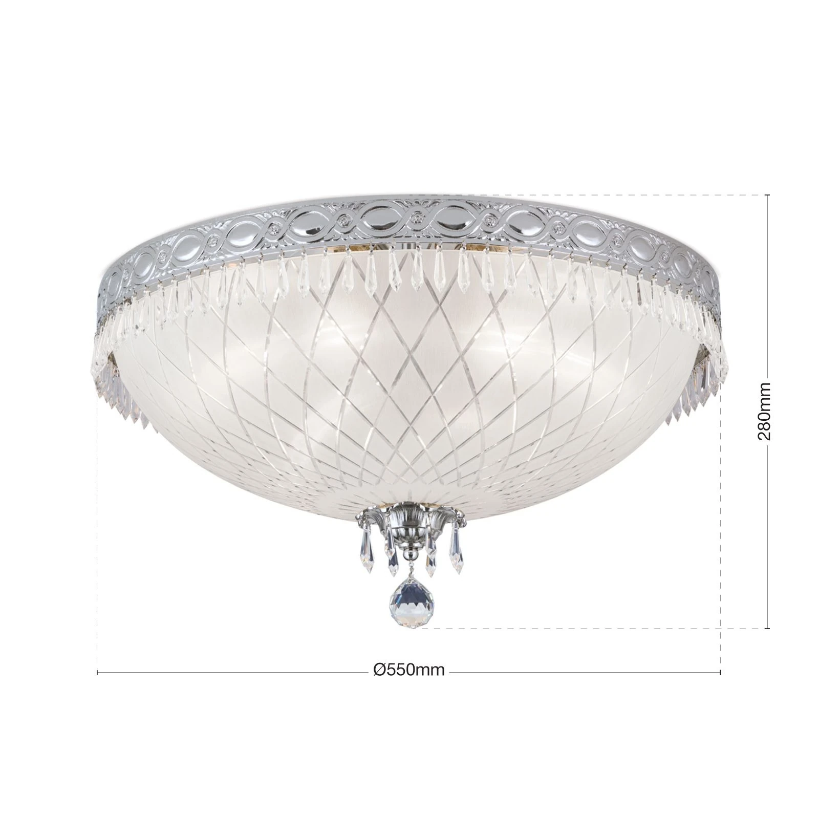 Plafonska lampa EMPIRE CRYSTAL, antik srebro, Ø 55 cm - 7