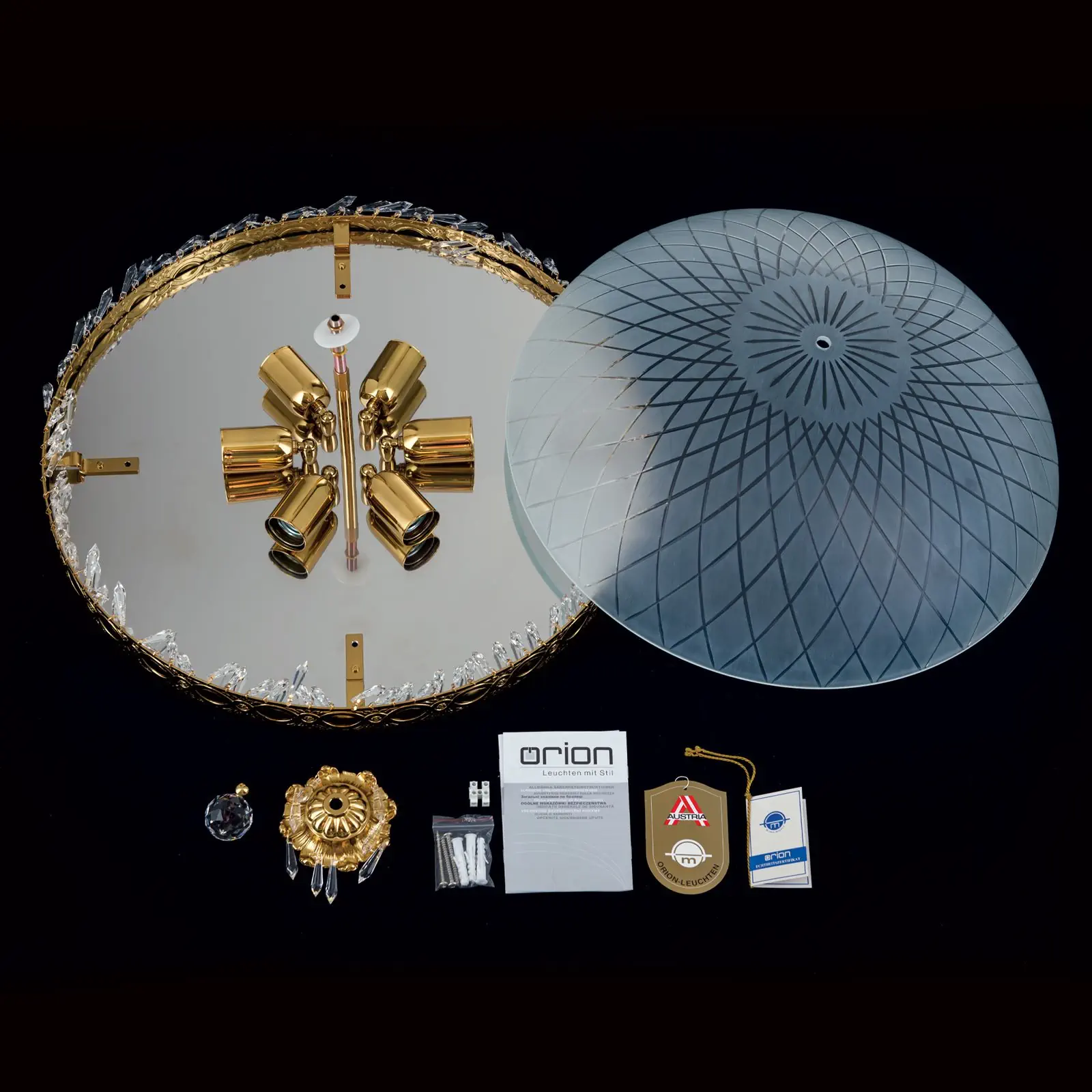 Plafonska lampa EMPIRE CRYSTAL, zlato, Ø 55 cm - 8