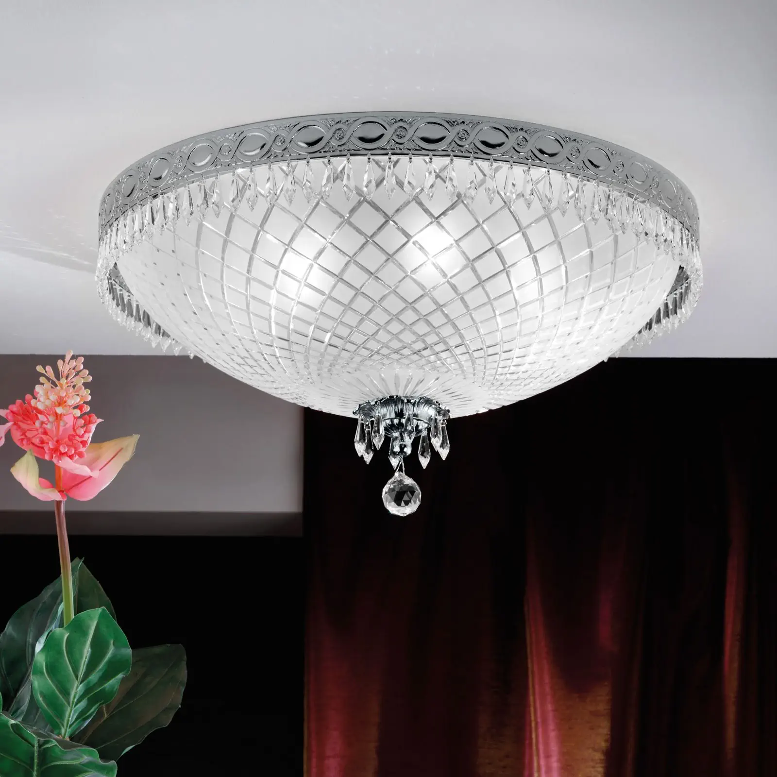 Plafonska lampa EMPIRE CRYSTAL, antik srebro, Ø 61 cm - 1