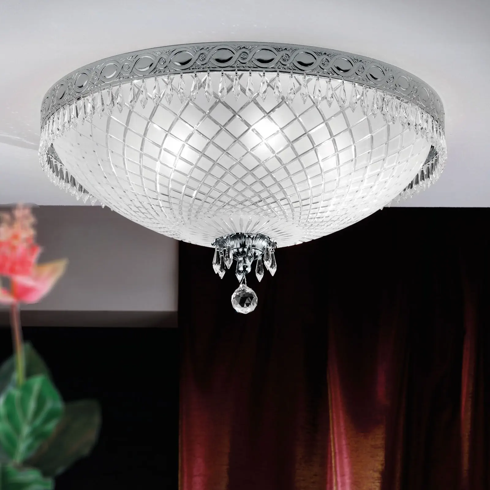 Plafonska lampa EMPIRE CRYSTAL, antik srebro, Ø 61 cm - 4