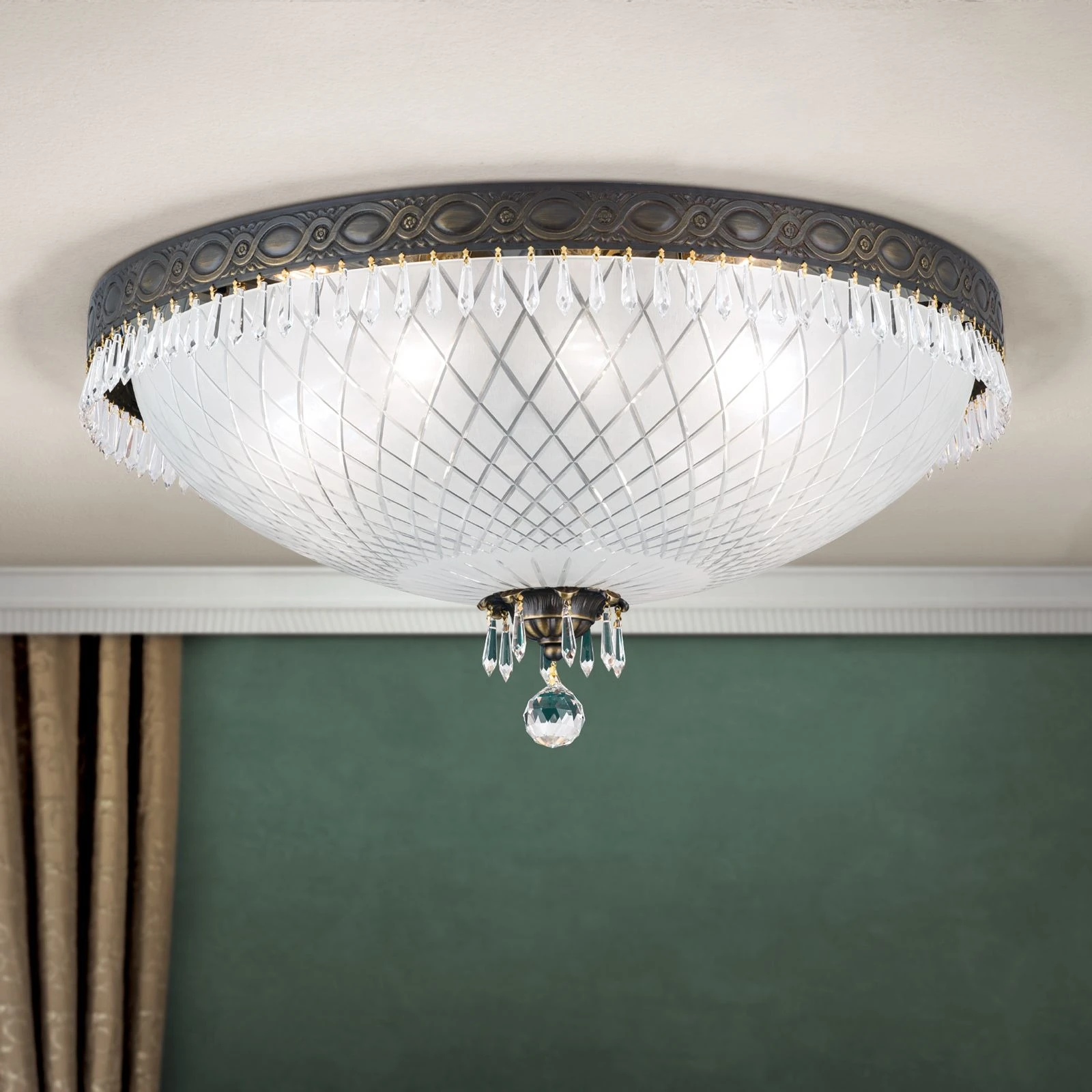 Plafonska lampa EMPIRE CRYSTAL, stara patina, Ø 61 cm - 1