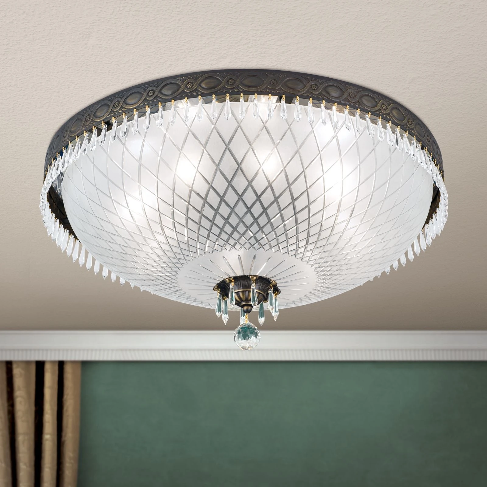 Plafonska lampa EMPIRE CRYSTAL, stara patina, Ø 61 cm - 2
