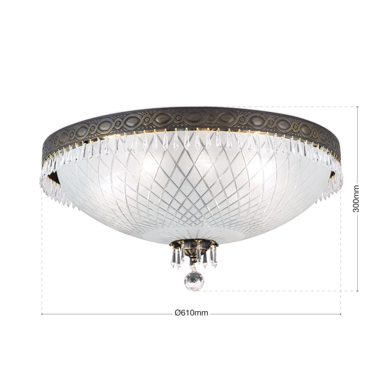 Plafonska lampa EMPIRE CRYSTAL, stara patina, Ø 61 cm - 7