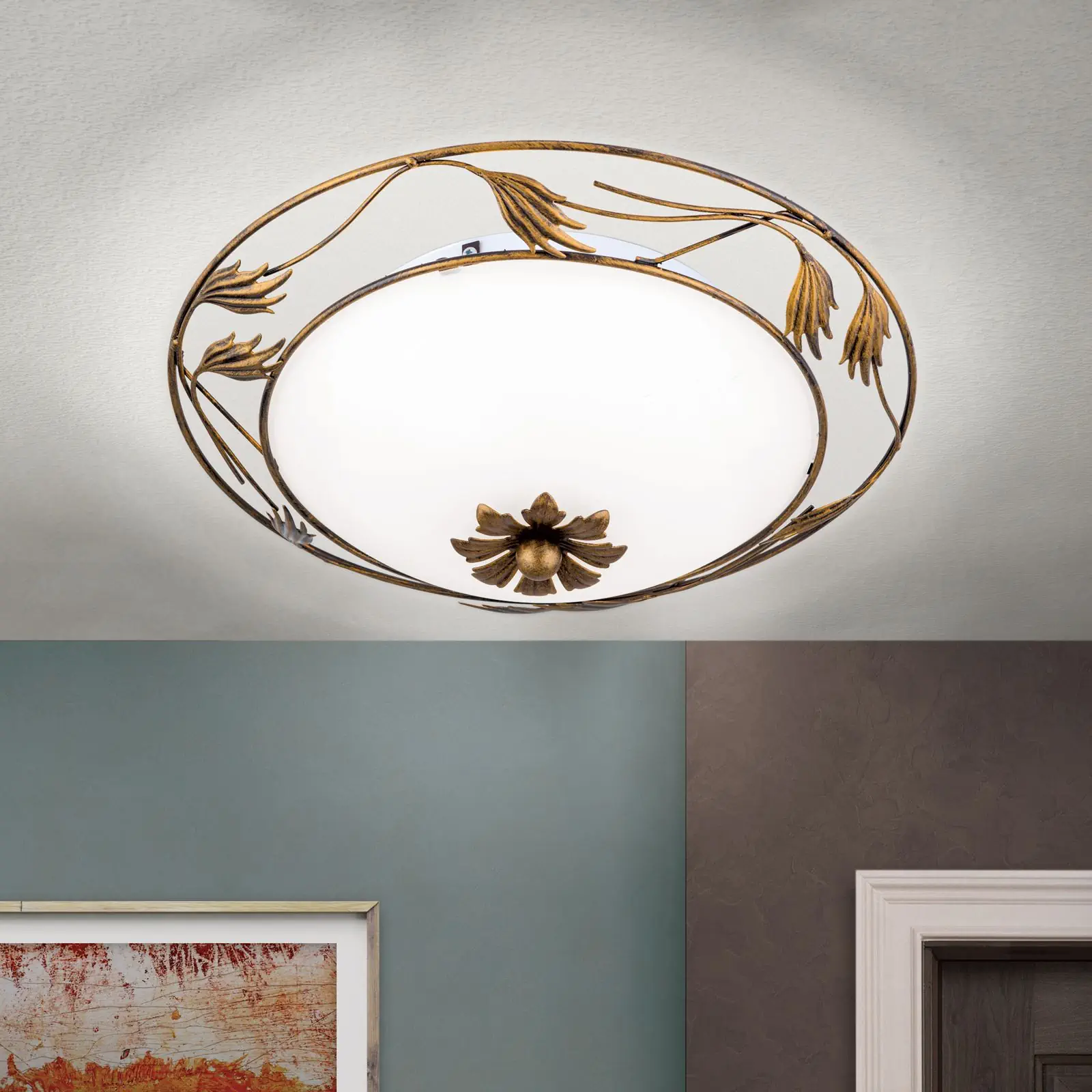 Plafonska lampa FLEUR, antik, Ø 40 cm - 1