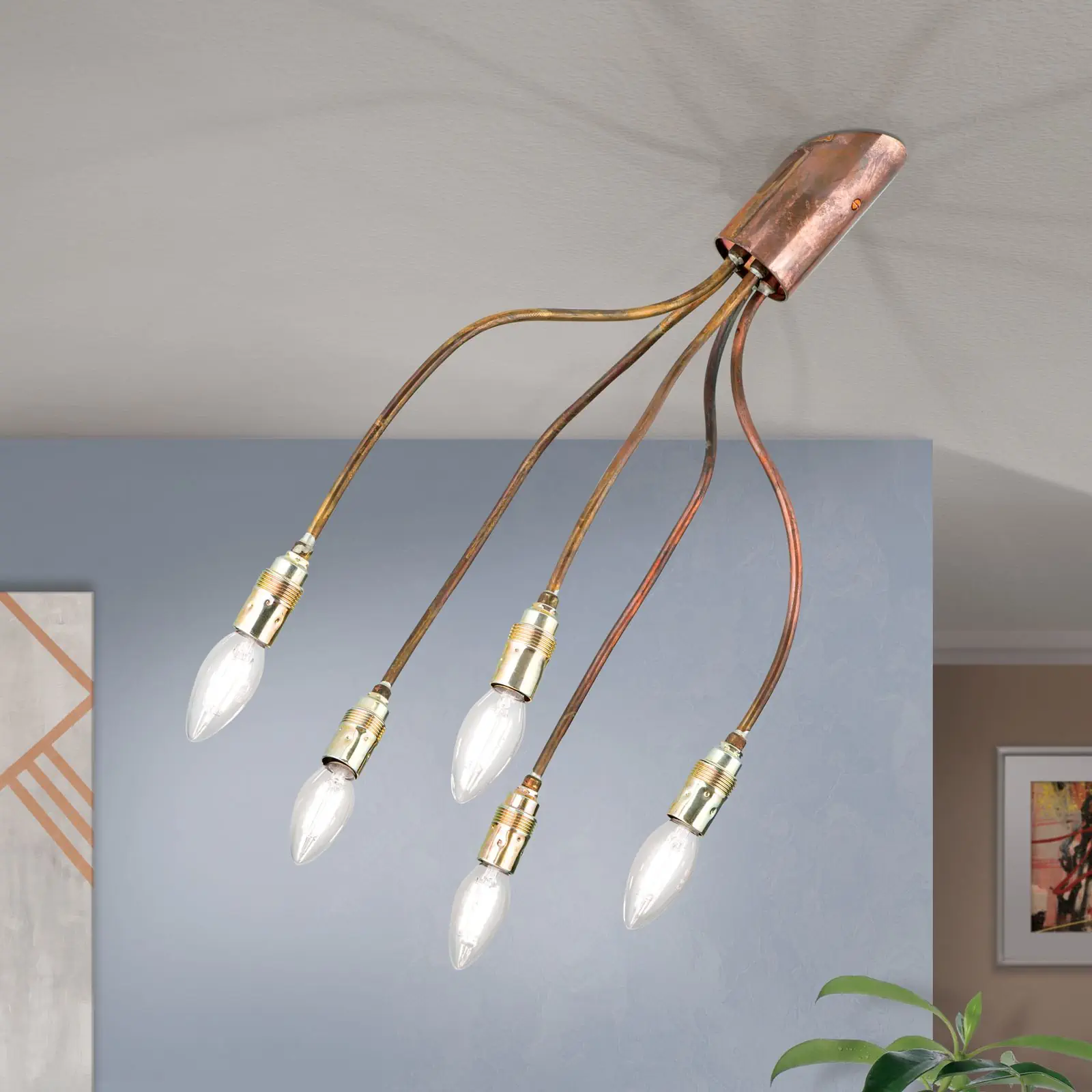 Plafonska lampa COPPY, 5 izvora svetla, bakar - 2