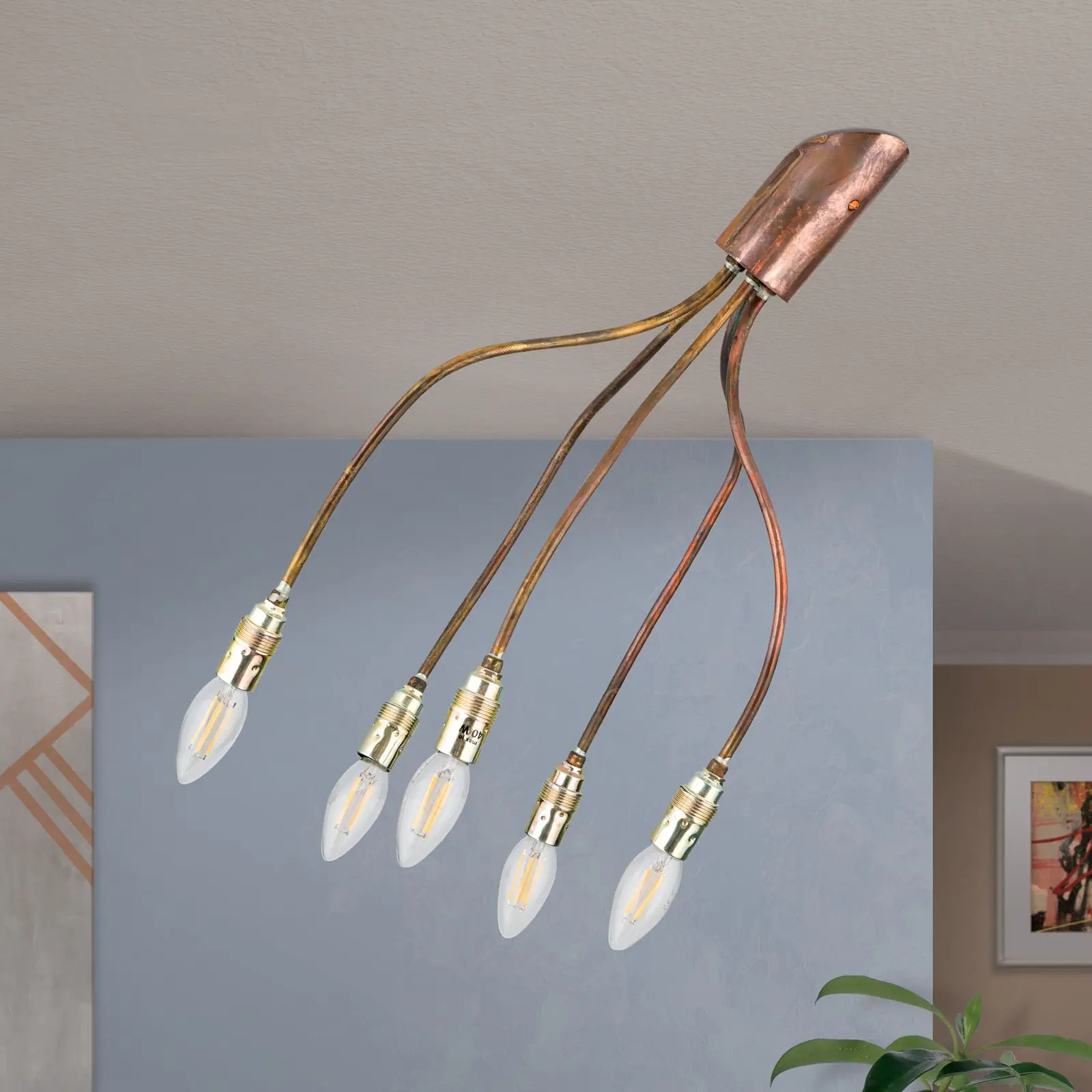 Plafonska lampa COPPY, 5 izvora svetla, bakar - 3