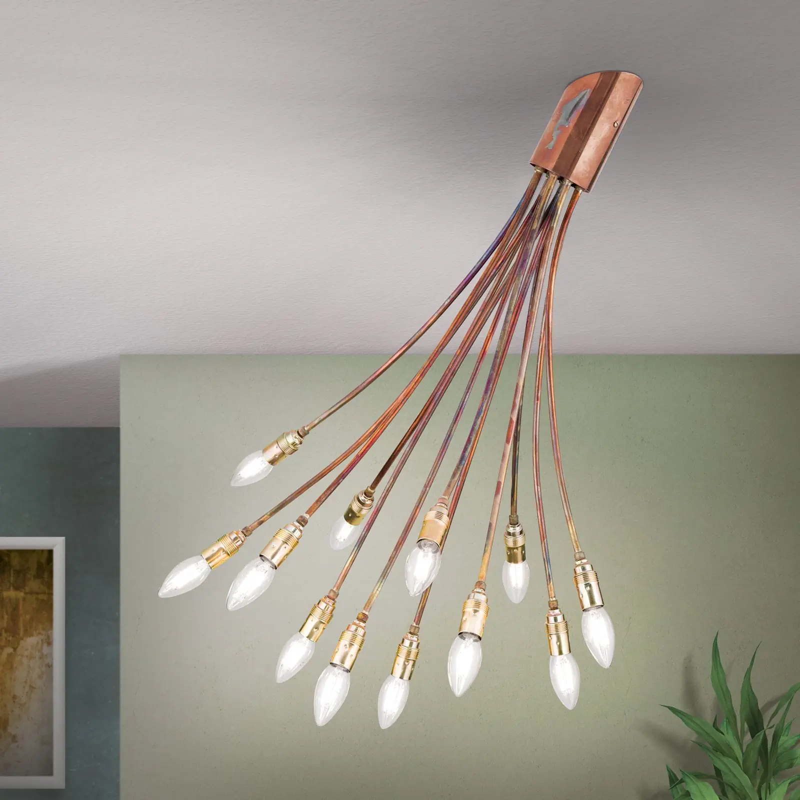 Plafonska lampa COPPY, 12 izvora svetla, bakar - 1
