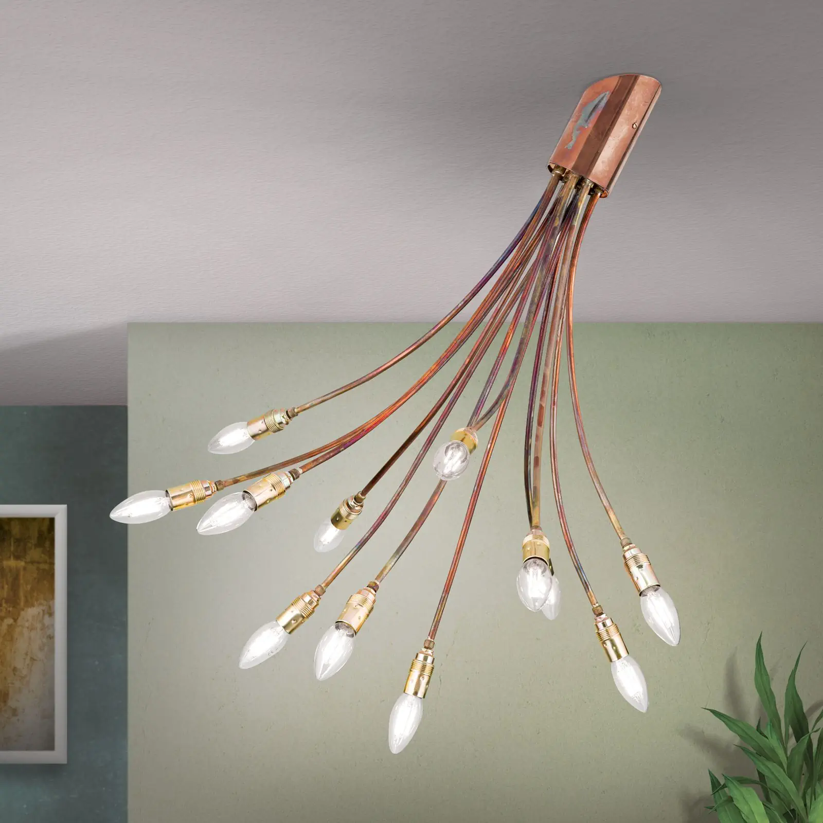 Plafonska lampa COPPY, 12 izvora svetla, bakar - 2