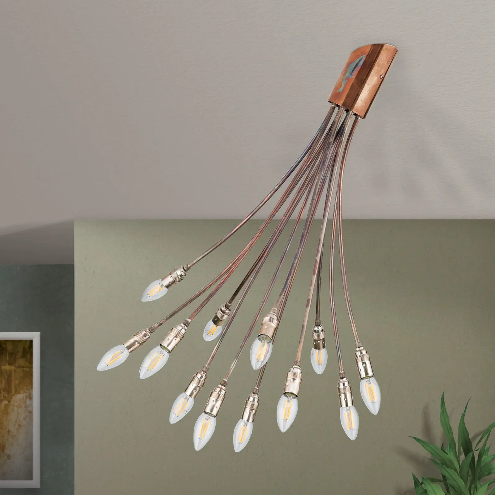 Plafonska lampa COPPY, 12 izvora svetla, bakar - 3