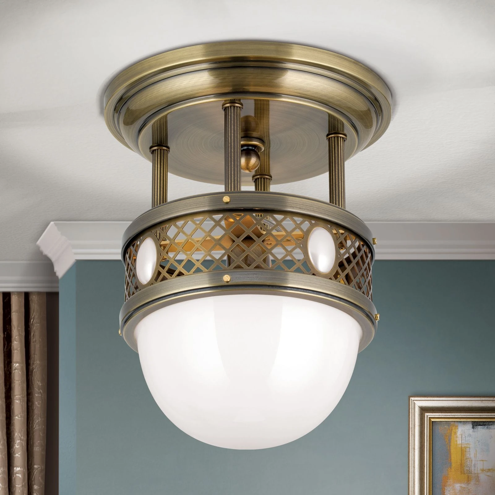 Plafonska lampa sa kratkim vešanjem ALT WIEN, antik mesing, 29 cm - 2