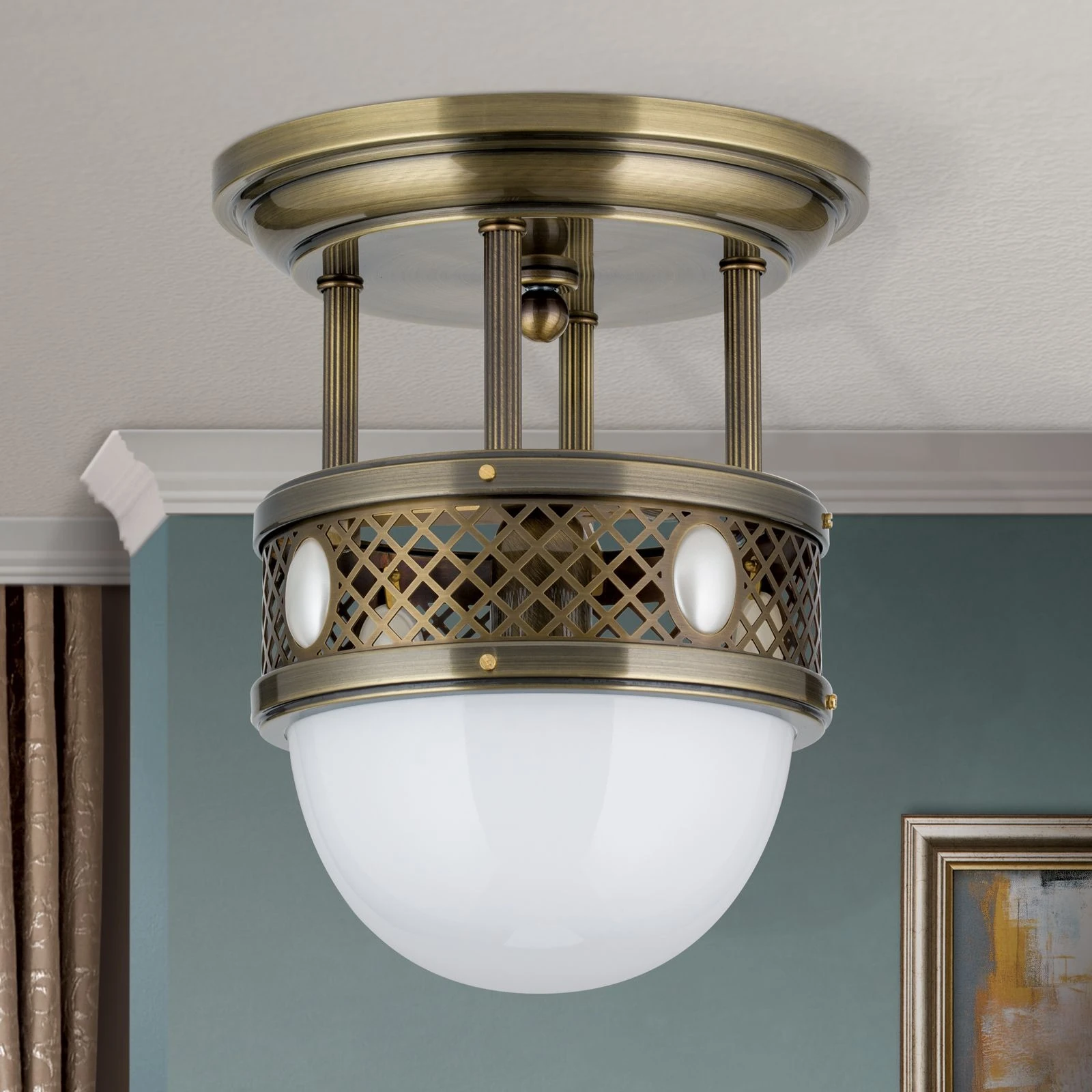 Plafonska lampa sa kratkim vešanjem ALT WIEN, antik mesing, 29 cm - 3