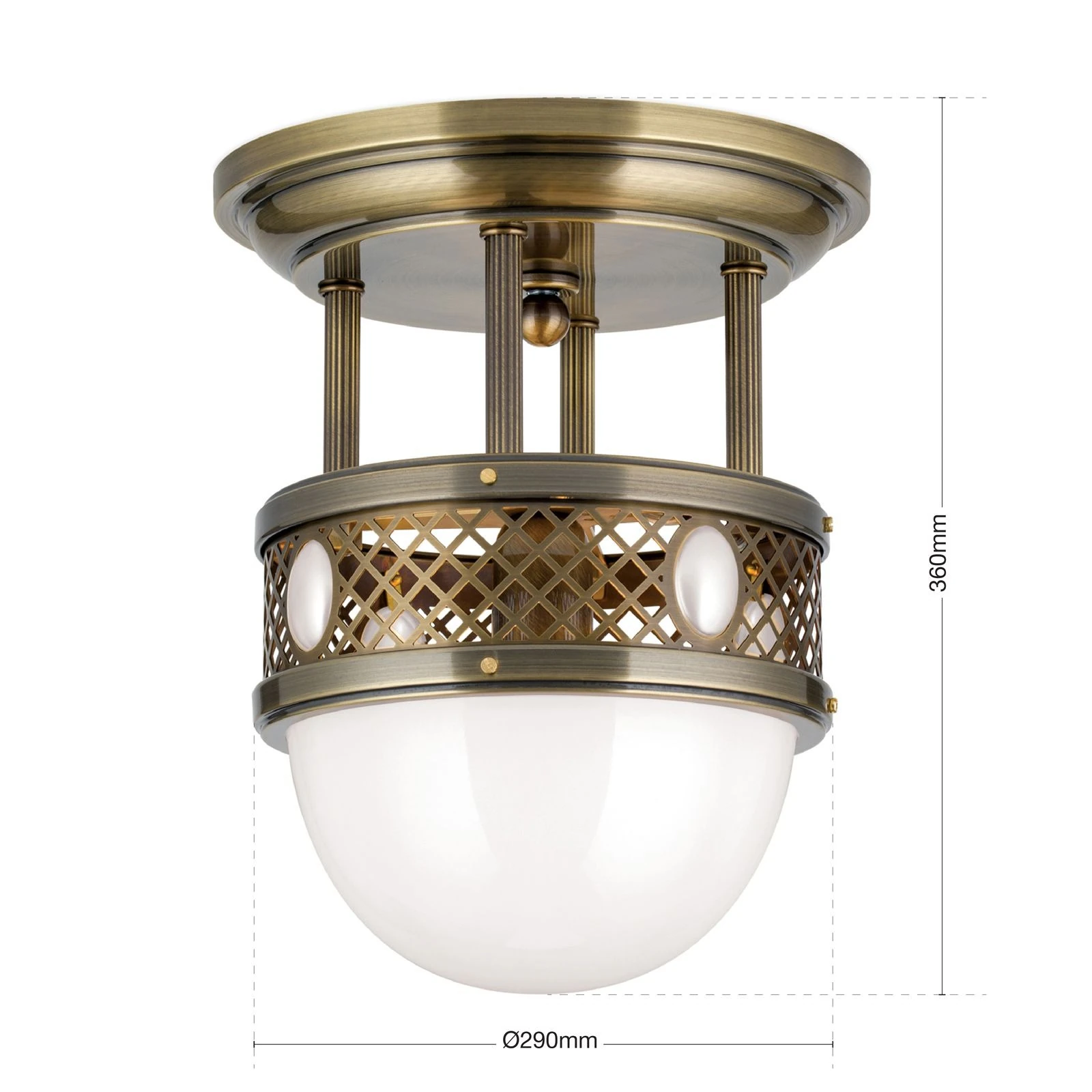 Plafonska lampa sa kratkim vešanjem ALT WIEN, antik mesing, 29 cm - 7