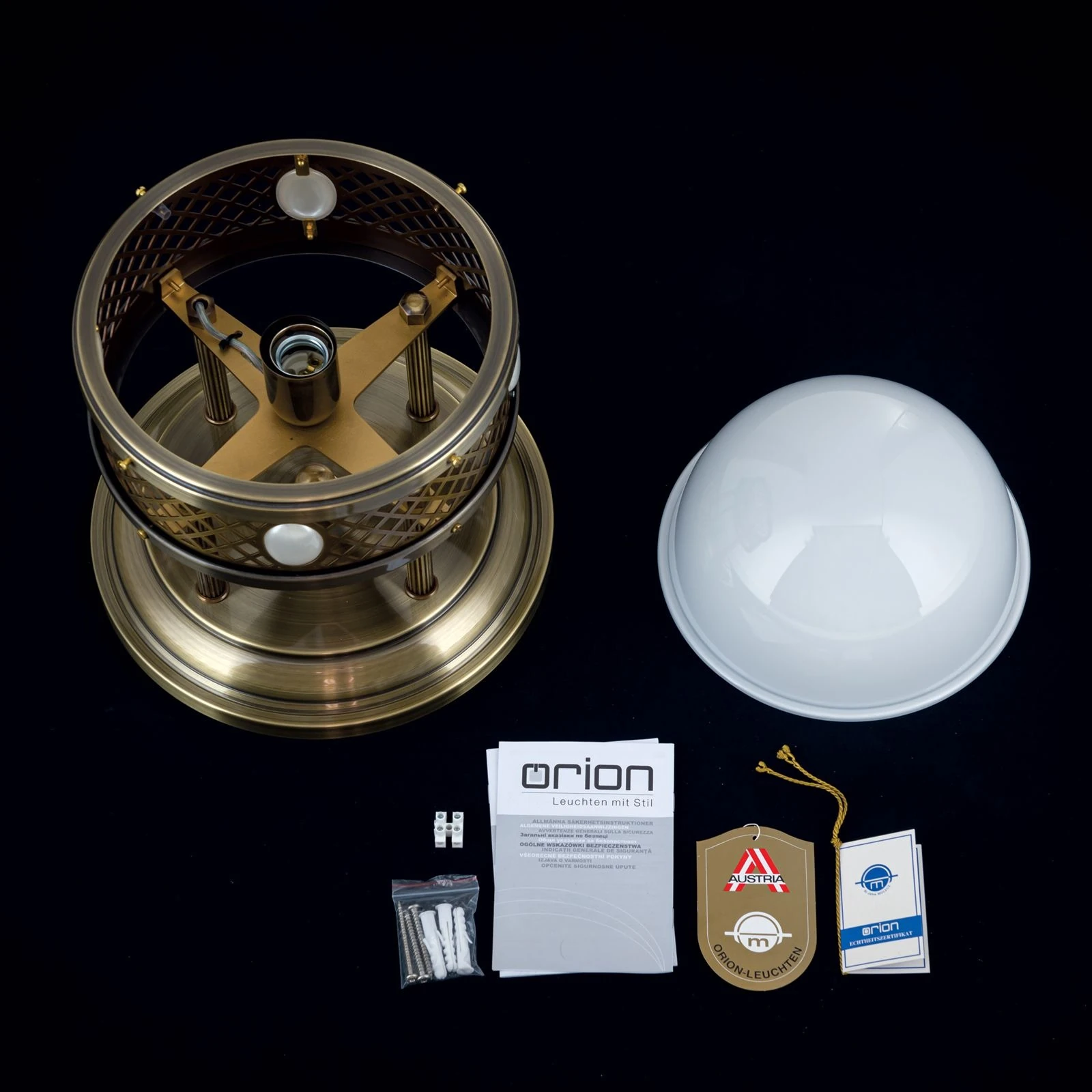 Plafonska lampa sa kratkim vešanjem ALT WIEN, antik mesing, 29 cm - 8