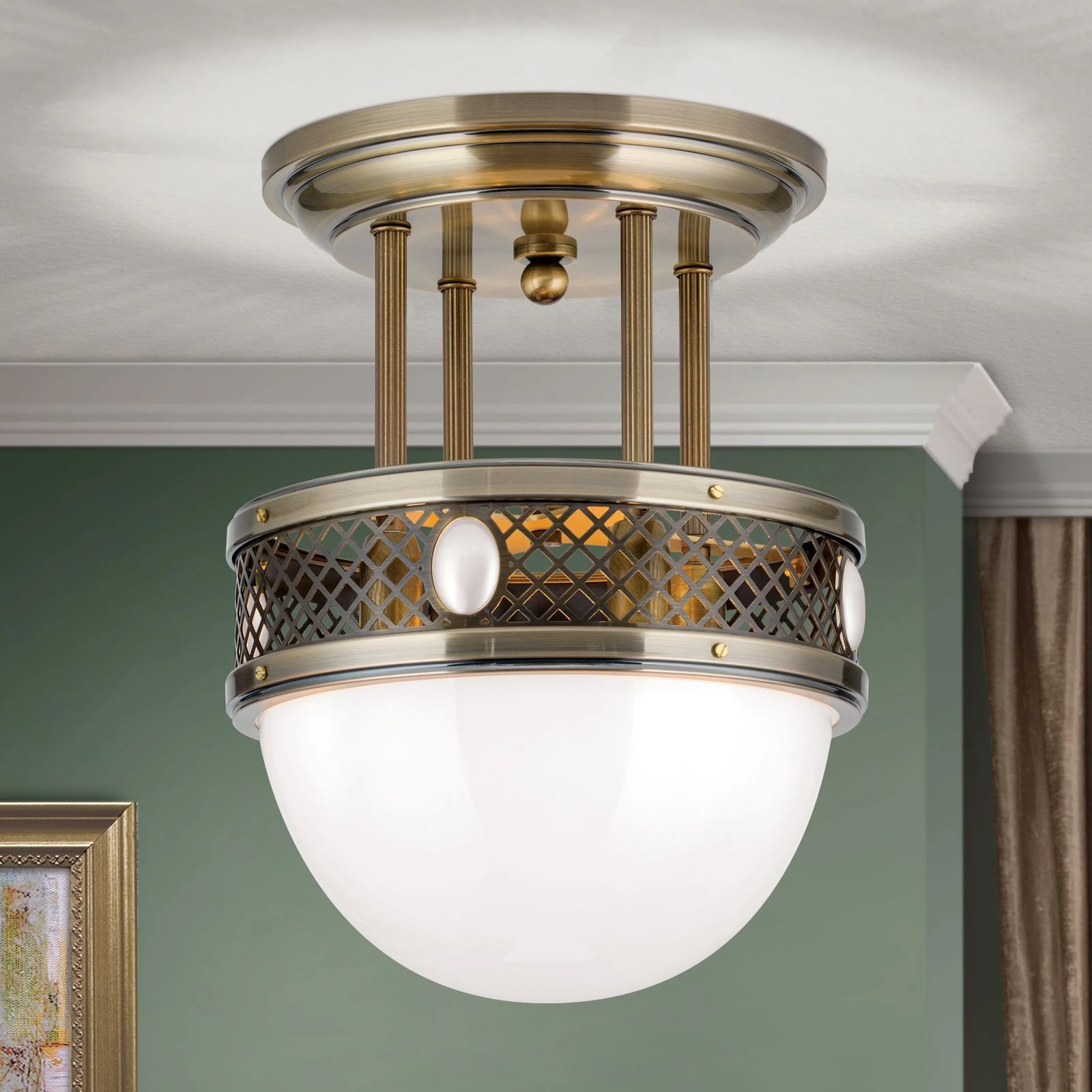 Plafonska lampa sa kratkim vešanjem ALT WIEN, antik mesing, 33 cm - 1