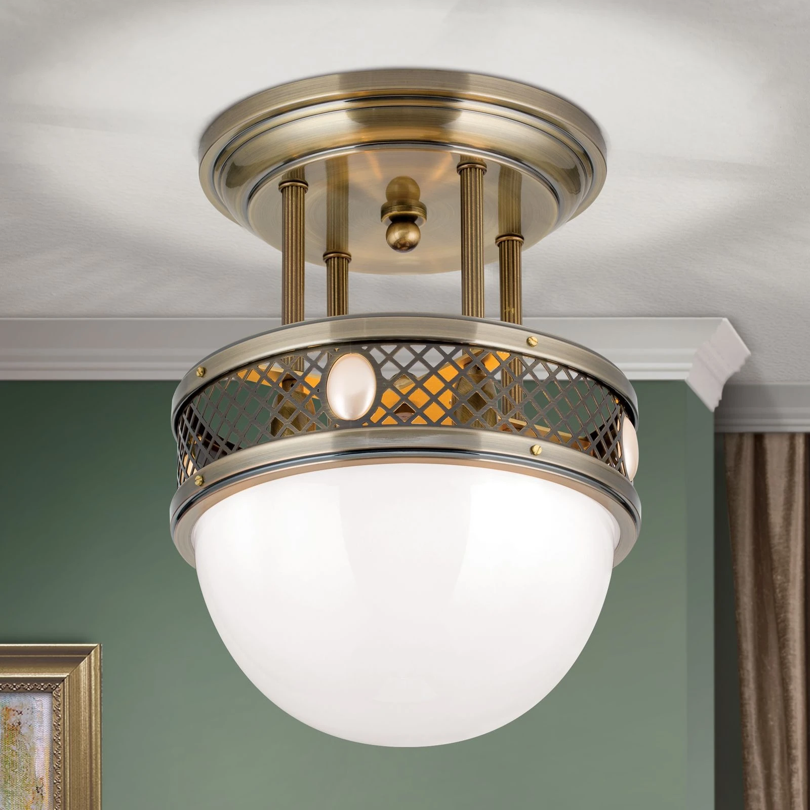 Plafonska lampa sa kratkim vešanjem ALT WIEN, antik mesing, 33 cm - 2