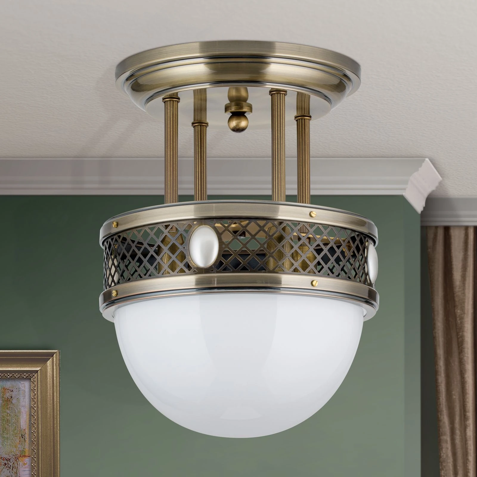 Plafonska lampa sa kratkim vešanjem ALT WIEN, antik mesing, 33 cm - 3