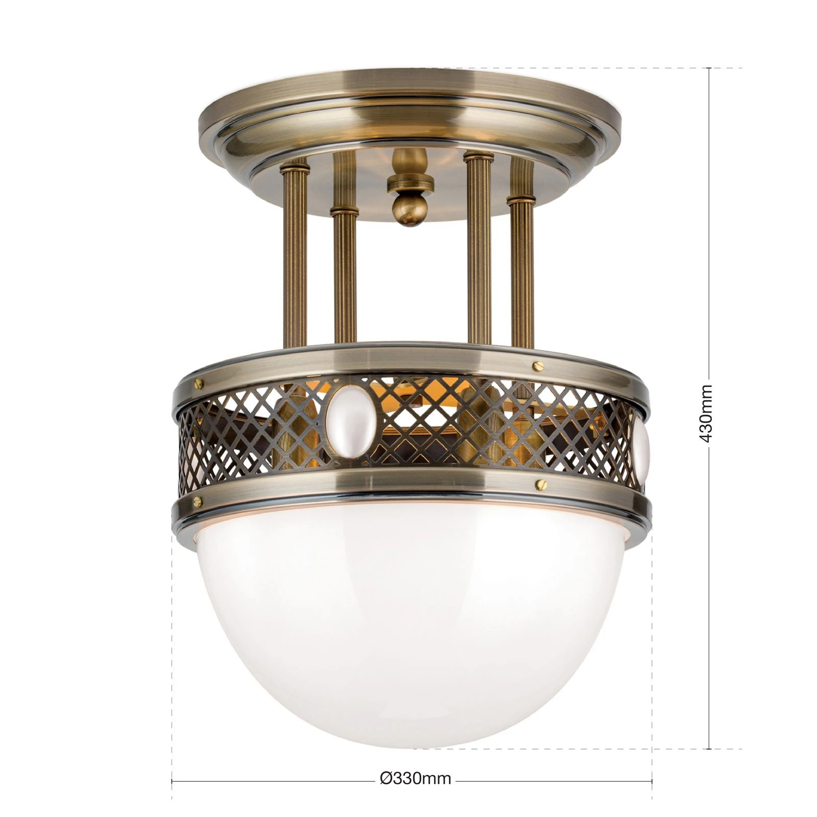 Plafonska lampa sa kratkim vešanjem ALT WIEN, antik mesing, 33 cm - 7