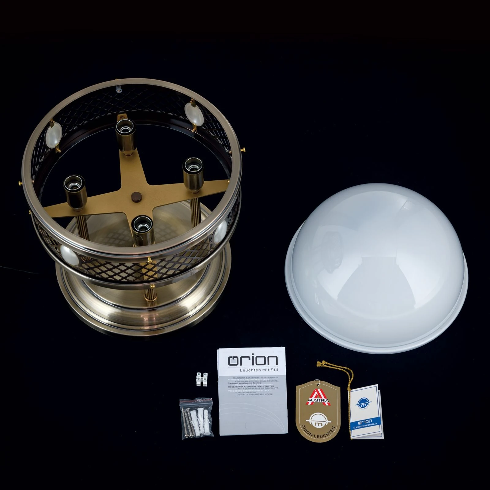 Plafonska lampa sa kratkim vešanjem ALT WIEN, antik mesing, 33 cm - 8