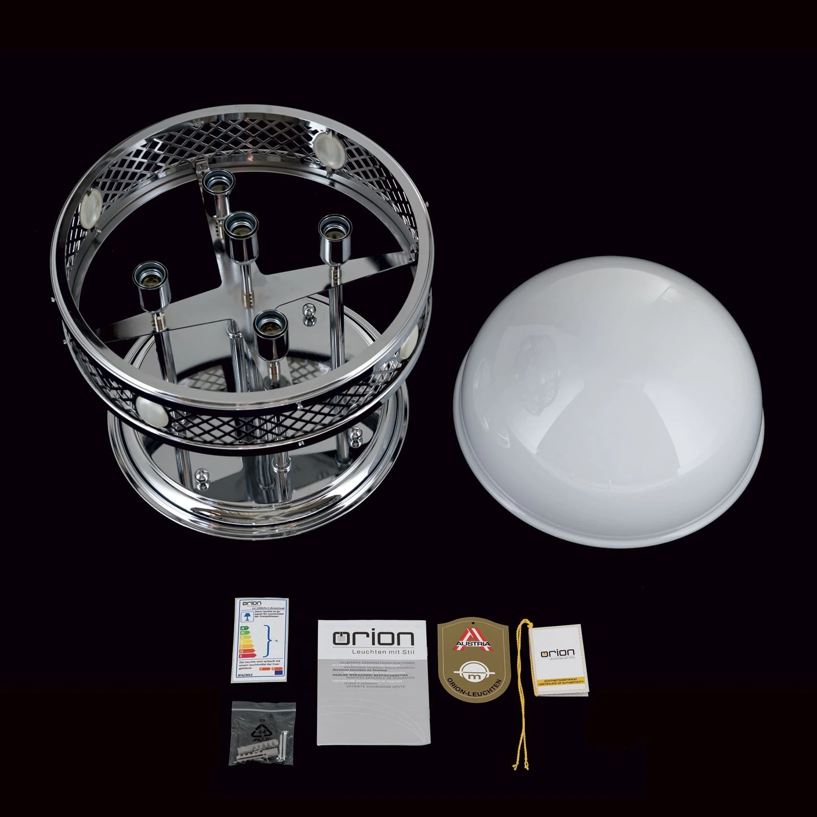 Viseća plafonska lampa ALT WIEN, 5 izvora svetla, 46 cm, sjajni nikl - 8