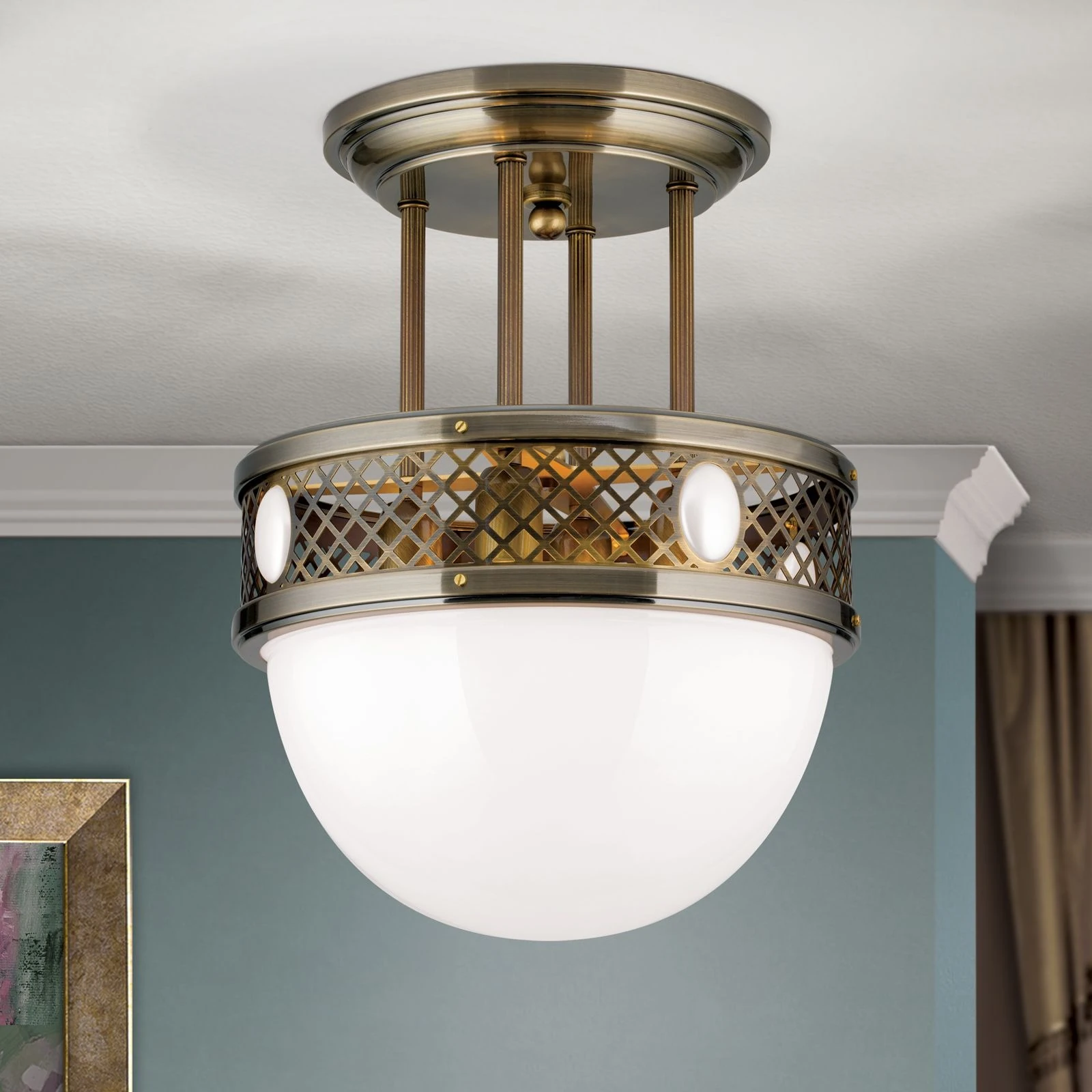 Plafonska lampa sa kratkim vešanjem ALT WIEN, antik mesing, 40 cm - 1